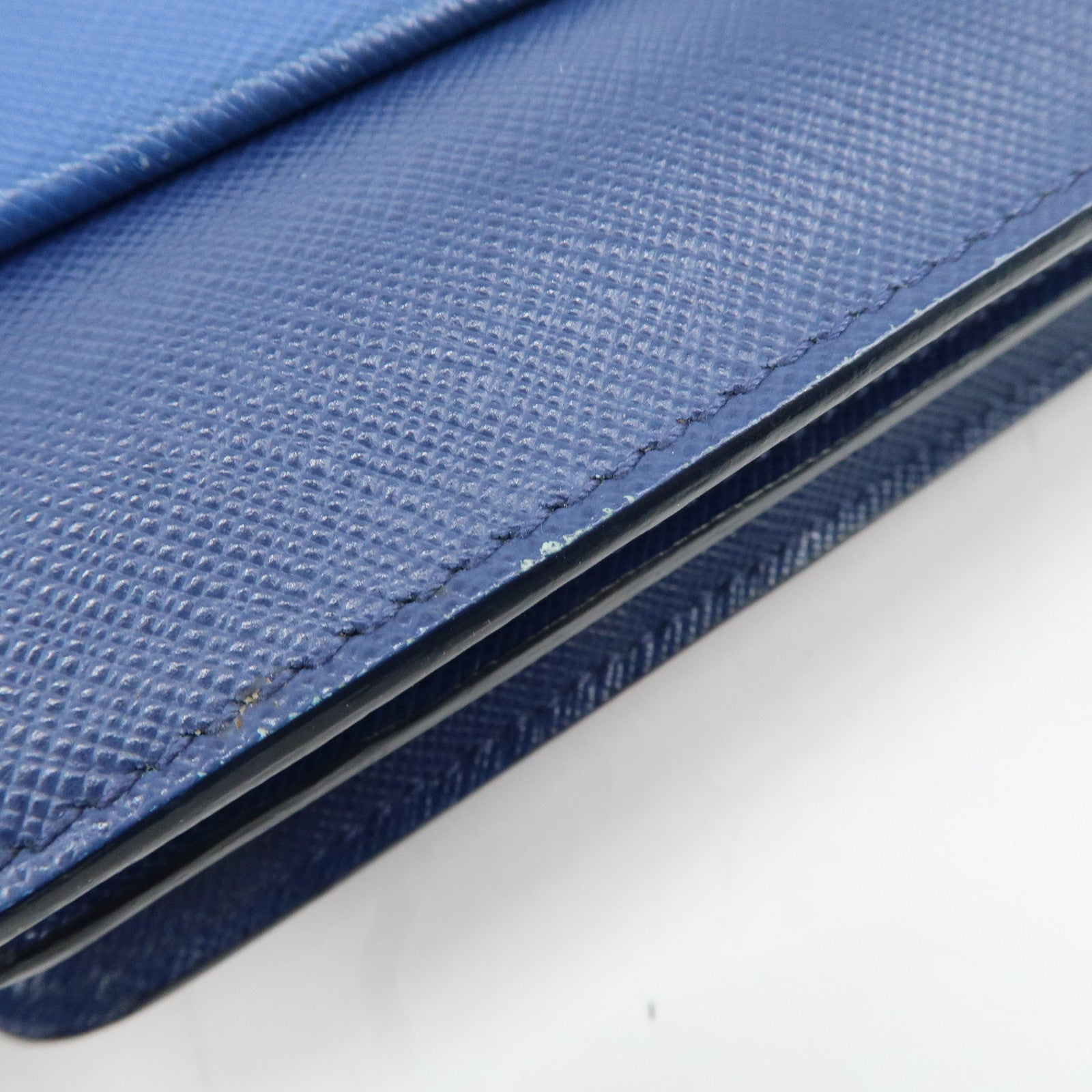 PRADA Leather Shoulder Bag Blue Navy Used