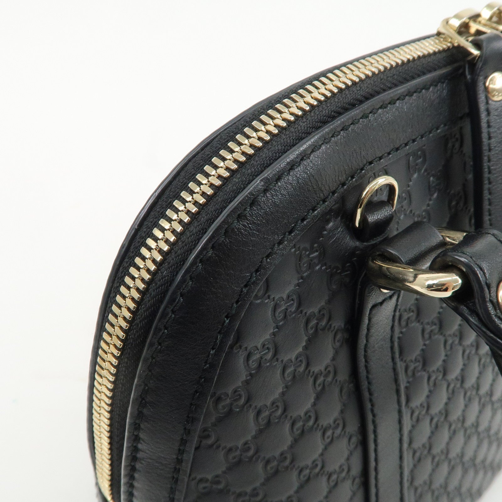 GUCCI Micro Guccissima Leather 2Way Shoulder Hand Bag Black 449654 Used