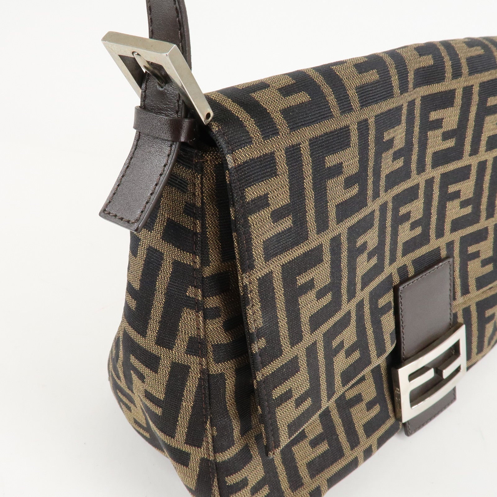 FENDI Mamma Baguette Zucca Canvas Leather Shoulder Bag 26325 Used