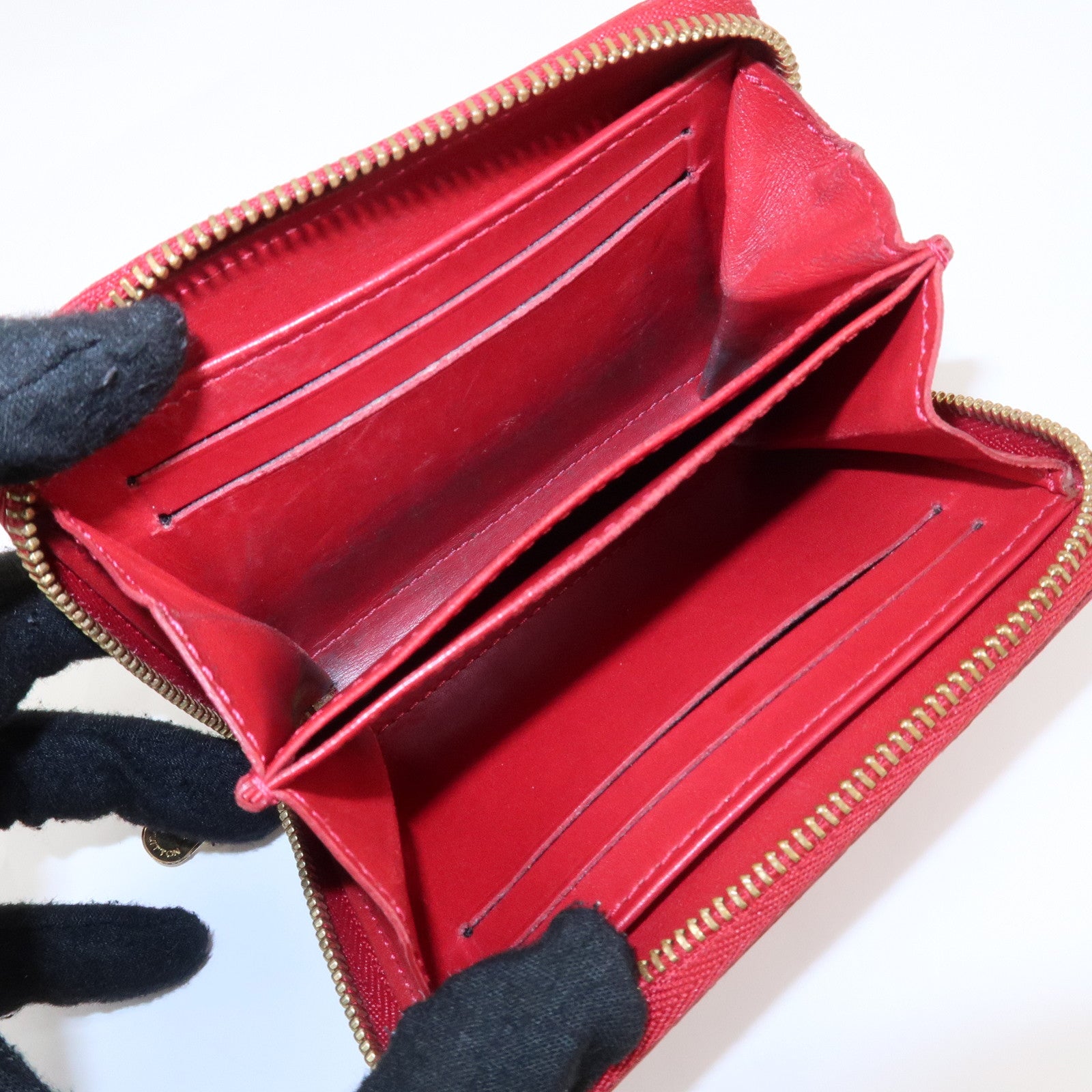 Louis Vuitton Monogram Vernis Zippy Coin Purse M93608 Red Used