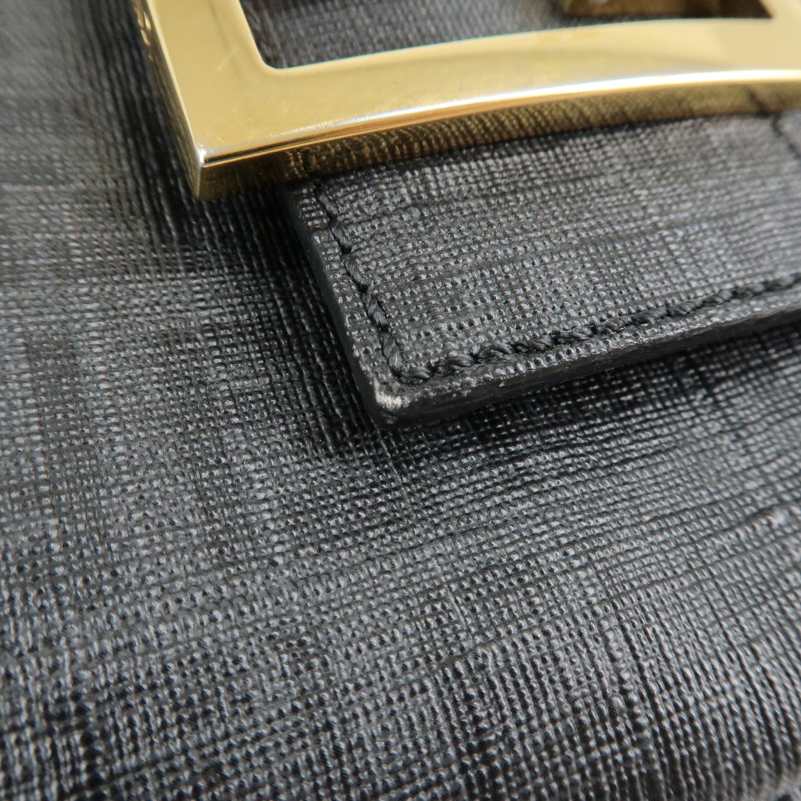 FENDI Zucchino PVC Leather Chain Shoulder Bag Gray Black 8BR003 Used