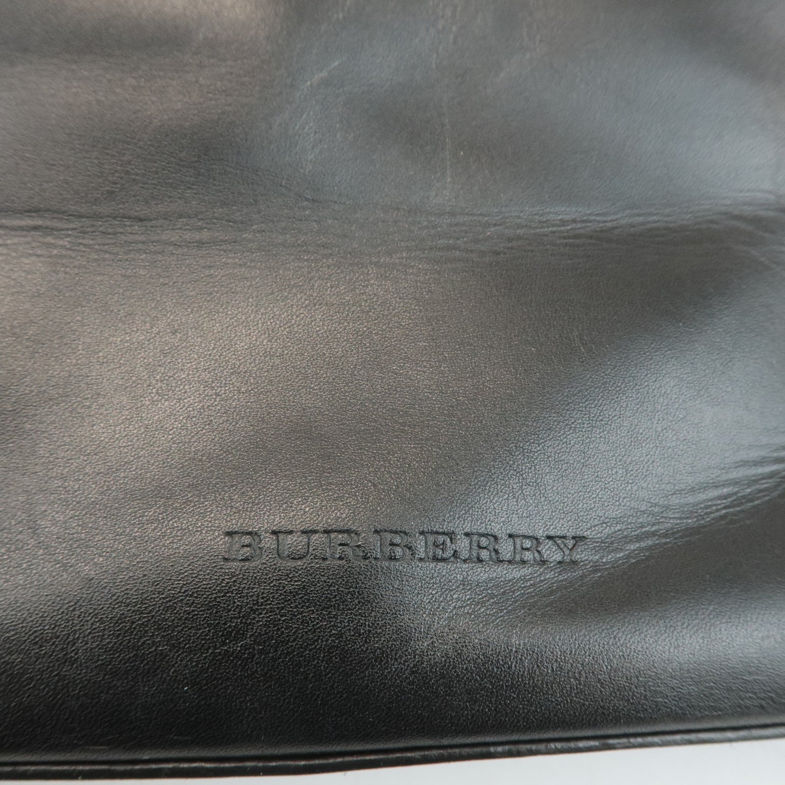 BURBERRY Leather Shoulder Bag Hand Bag Black Silver Hardware Used