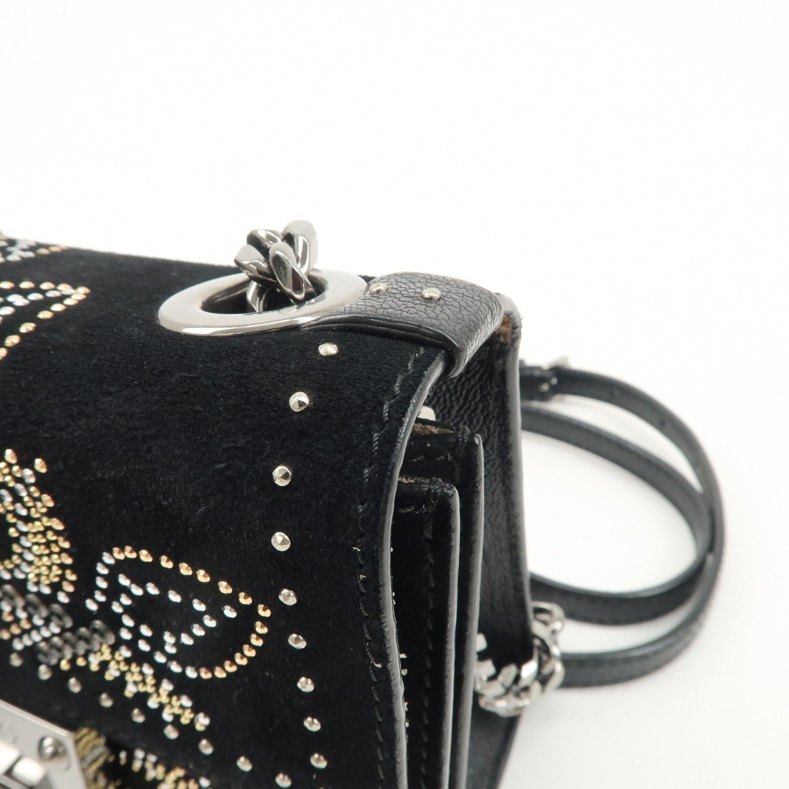 JIMMY CHOO Suede Leather Level Soft Mini Chain Shoulder Bag Used