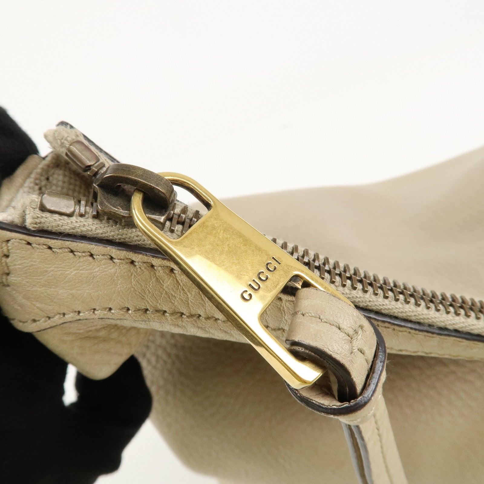 GUCCI Miss GG Leather Shoulder Bag Hand Bag Ivory 326514 Used