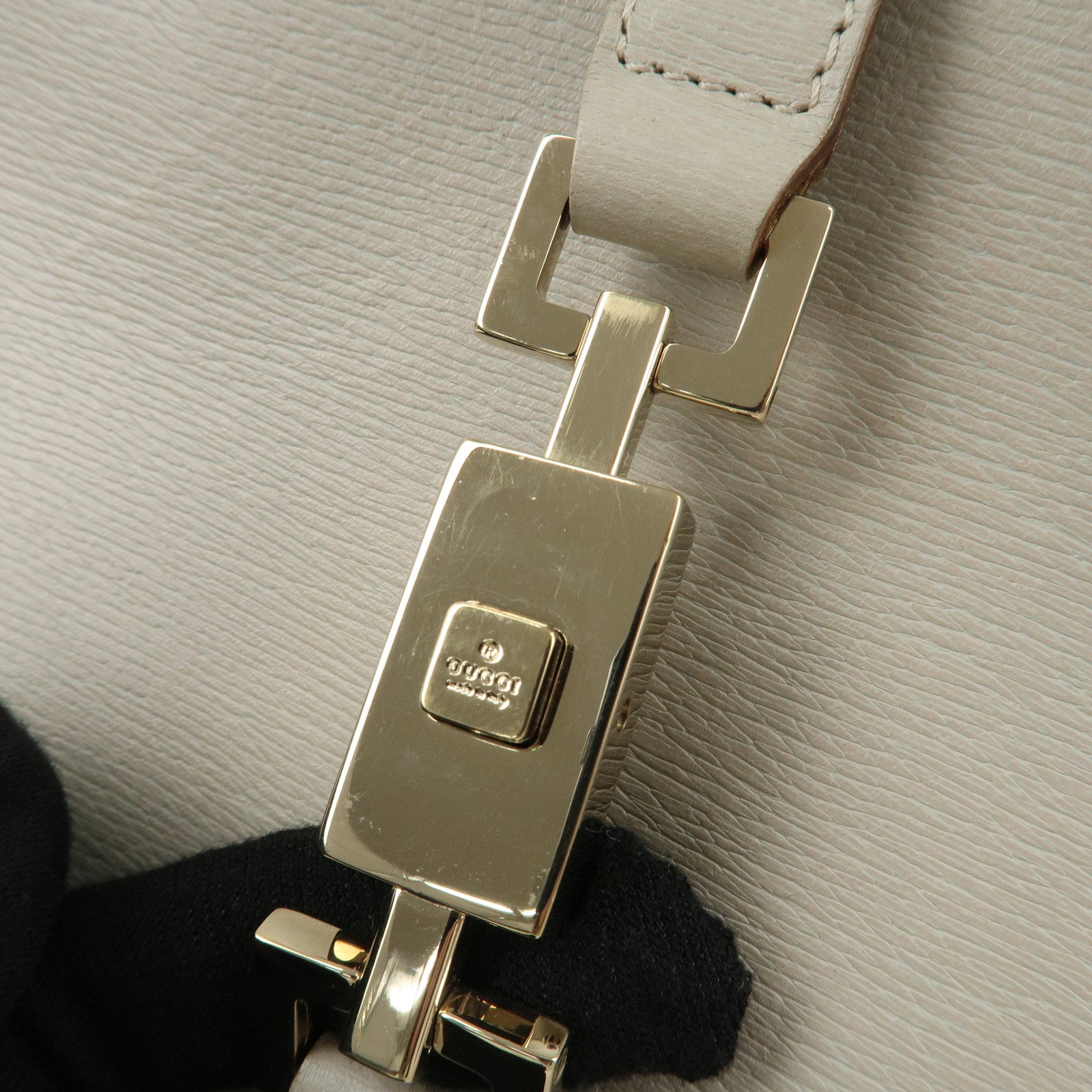 GUCCI Jackie Leather Shoulder Bag Ivory 002.1067 Used