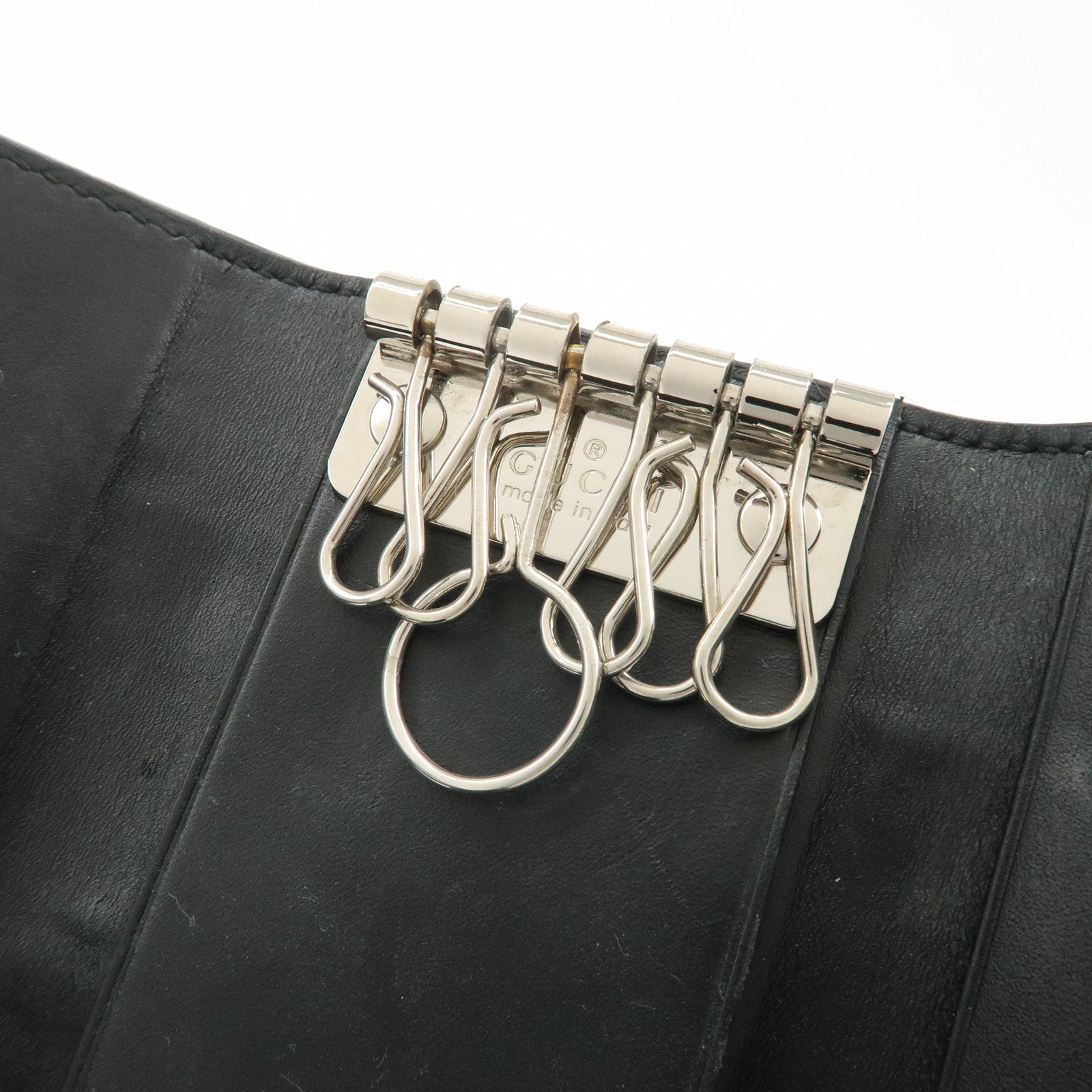 GUCCI Sherry Guccissima Leather 6 Key Case Black 408828 Used