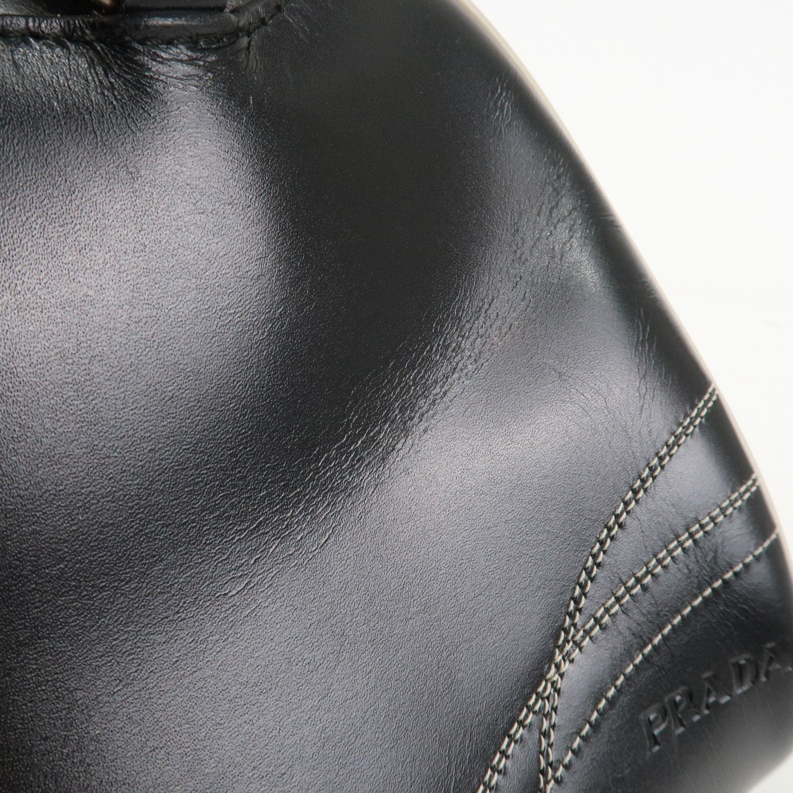 PRADA Leather Mini Boston Bag Shoulder Bag Black Silver HDW Used