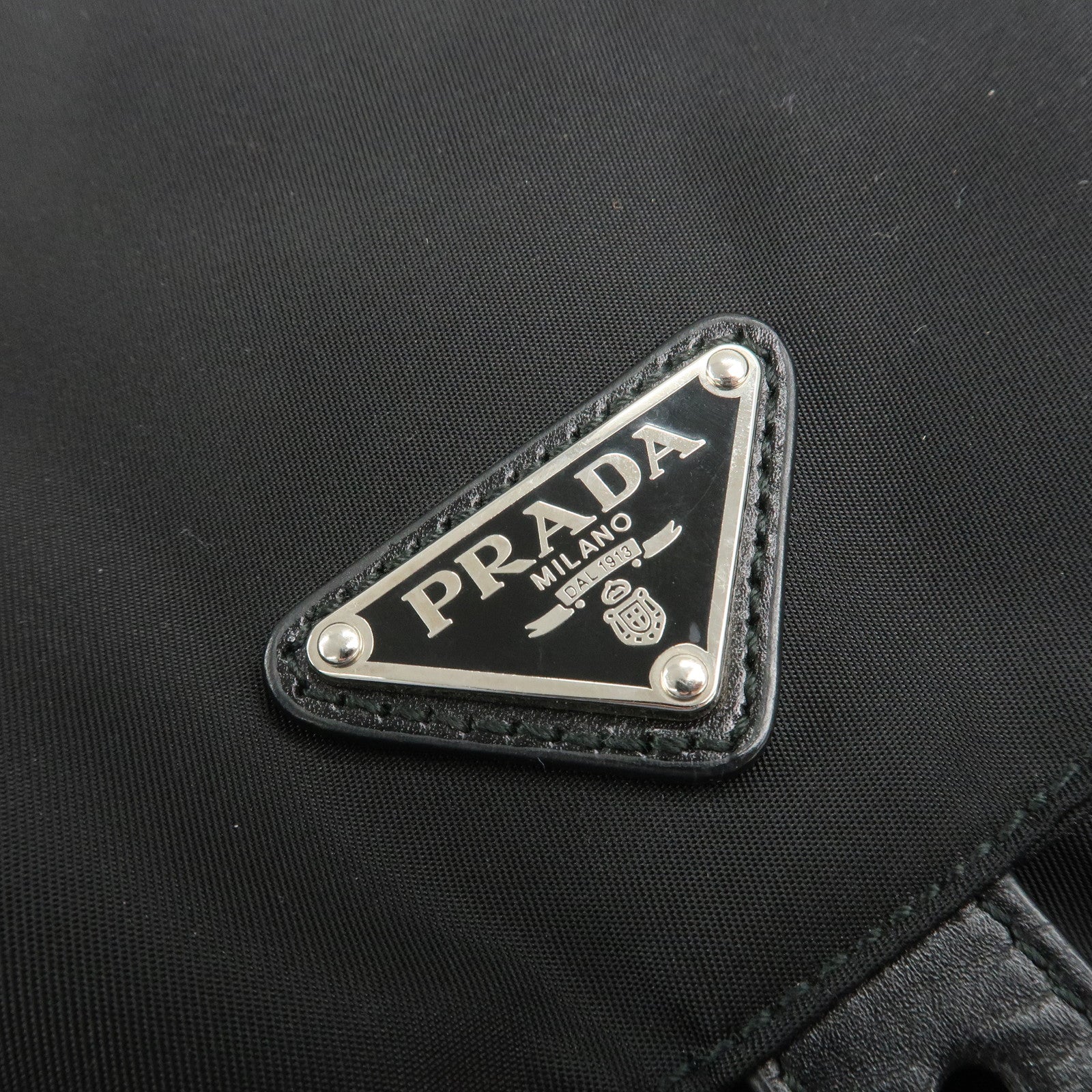 PRADA Logo Nylon Leather Back Pack Ruck Sack NERO Black BZ2811 Used