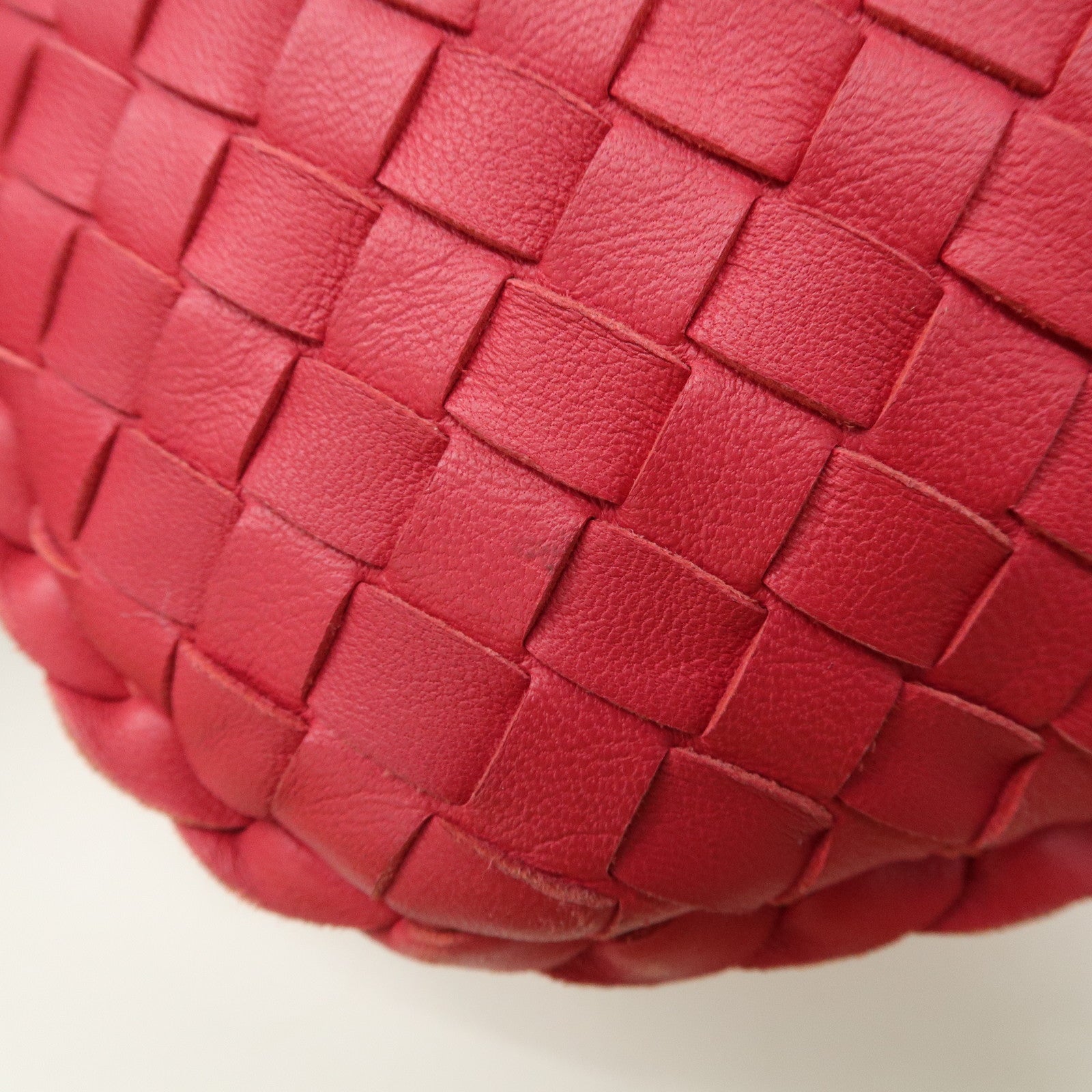 BOTTEGA VENETA Intrecciato Leather Shoulder Bag Red 115654 Used