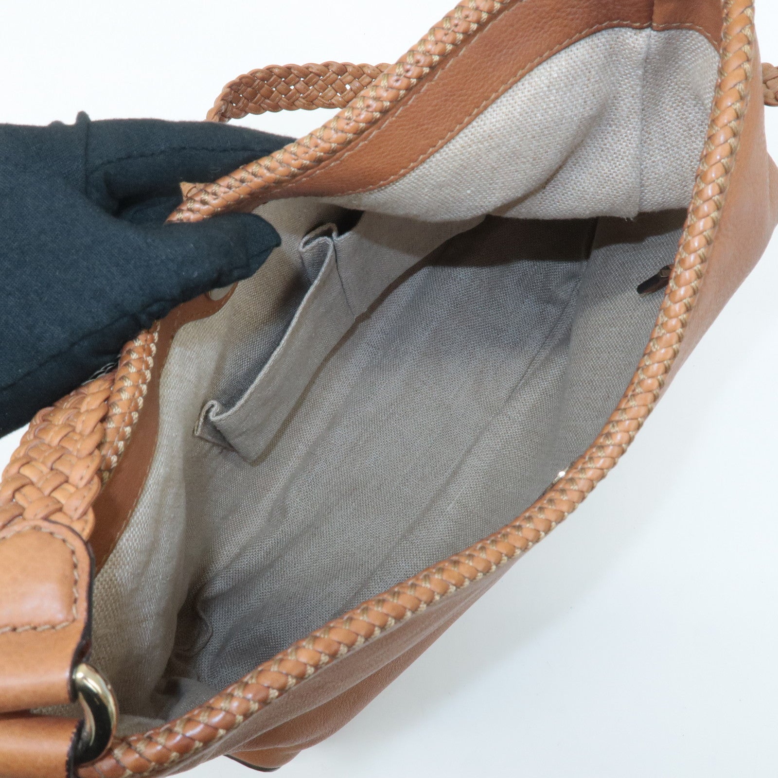 GUCCI Marrakech Leather Shoulder Bag Brown 257026 Used