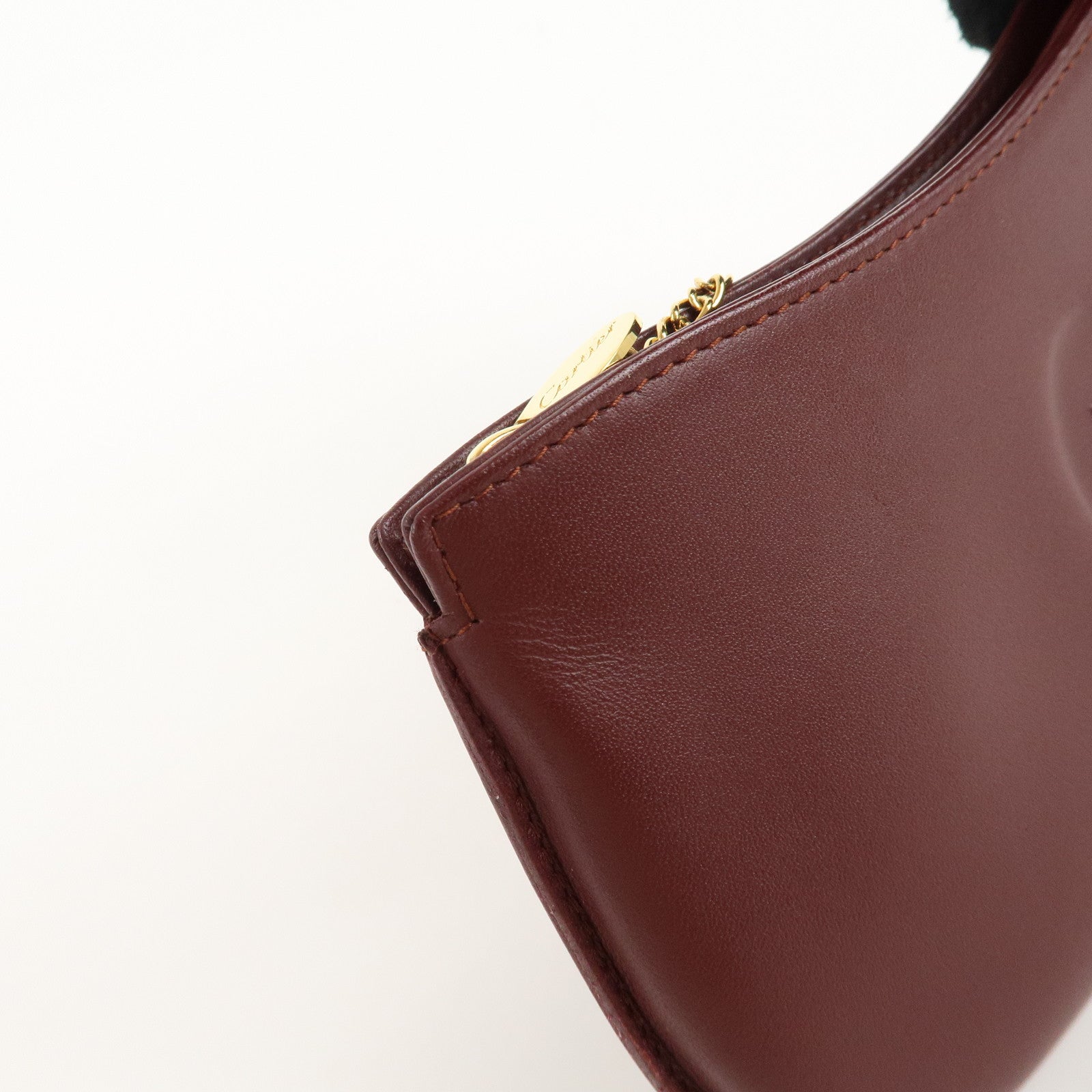 Cartier Must Line Must Do Leather Chain Strap Pouch Bordeaux Used