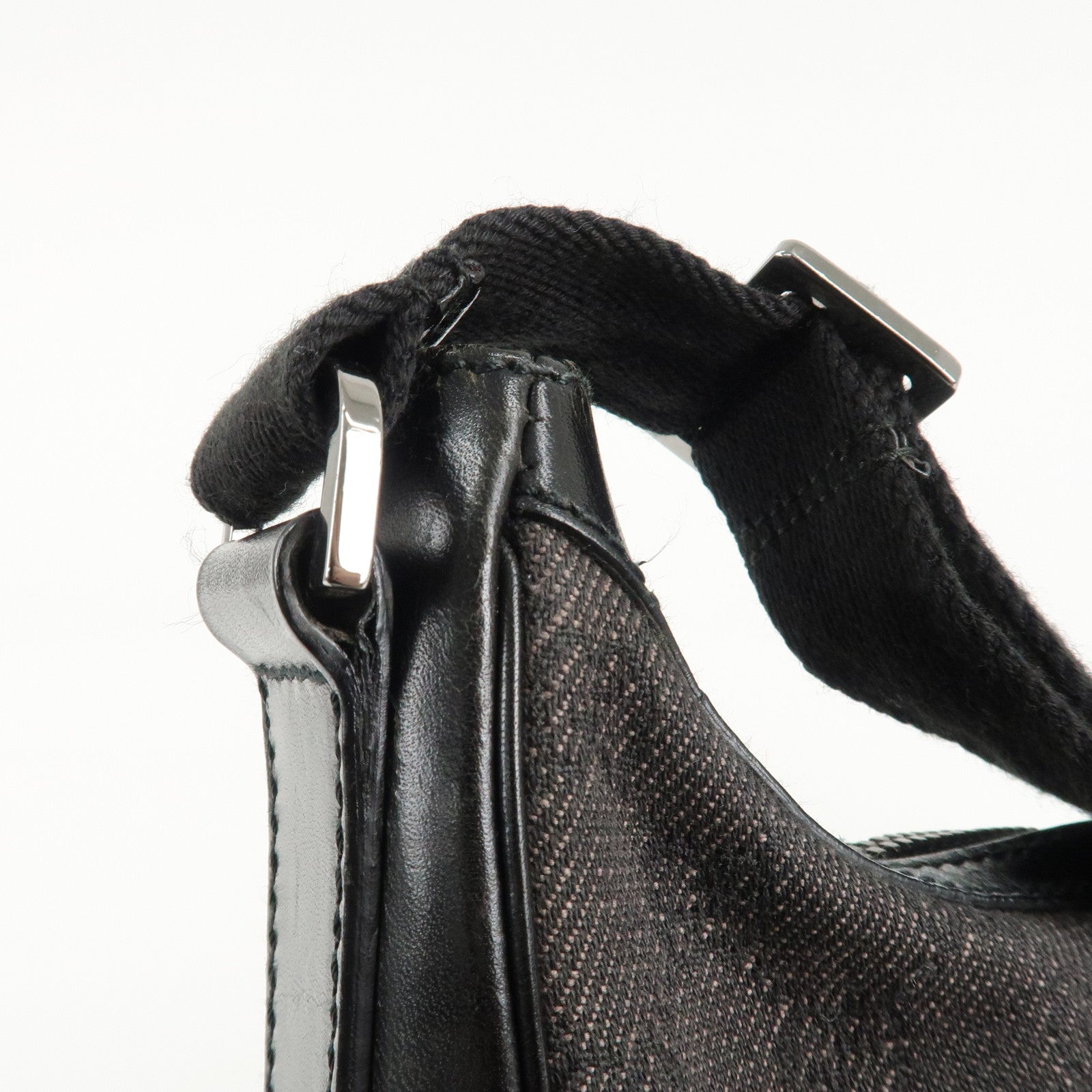 GUCCI GG Denim Leather Shoulder Bag Dark Brown 101682 Used