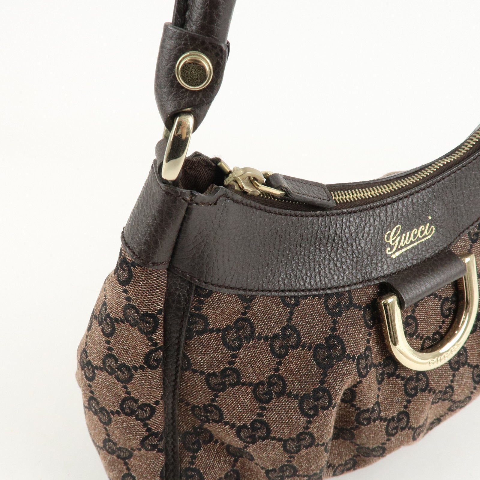 GUCCI Abbey GG Canvas Leather Shoulder Bag Black 265692 Used