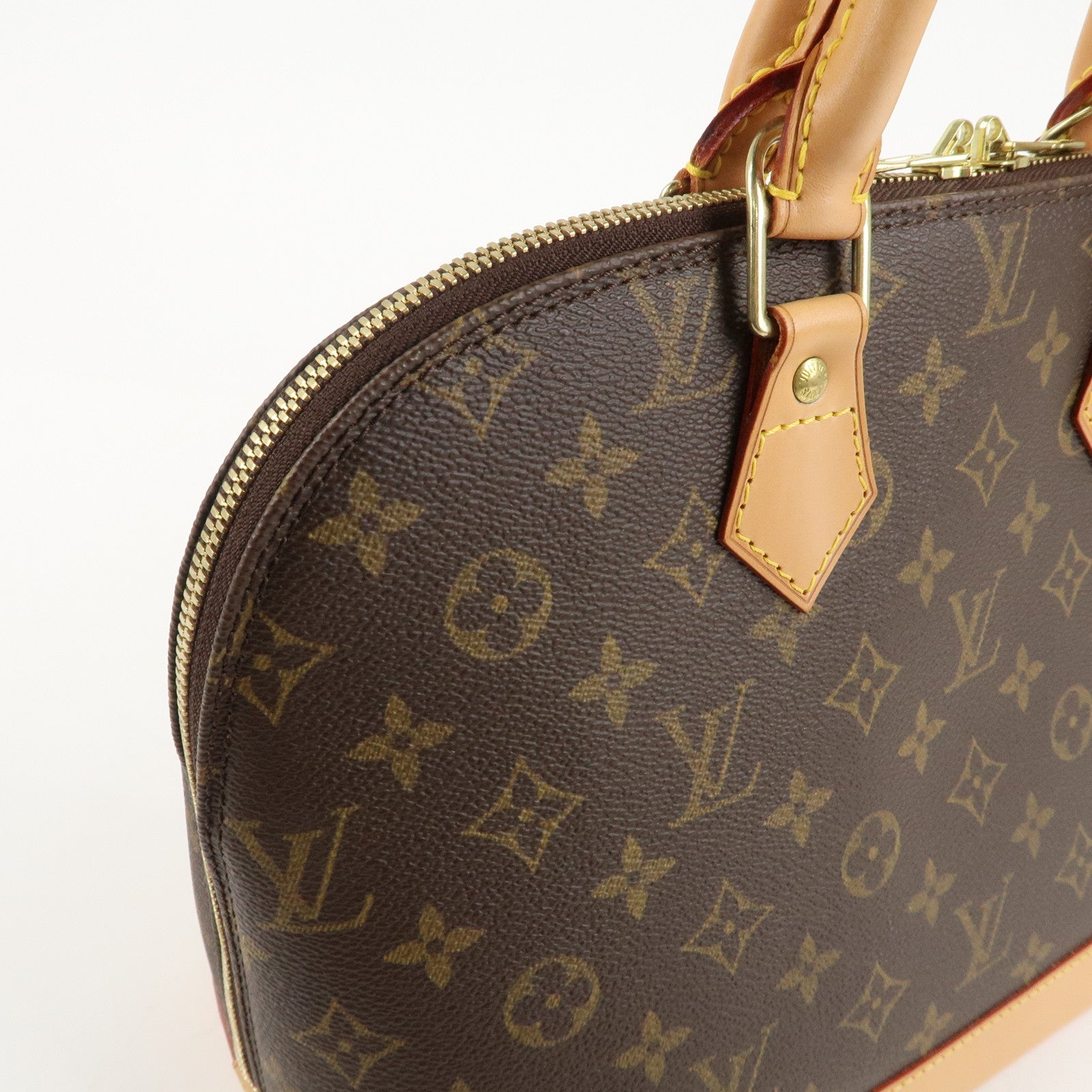 Louis Vuitton Monogram Alma Hand Bag Brown Gold Hardware M51130 Used