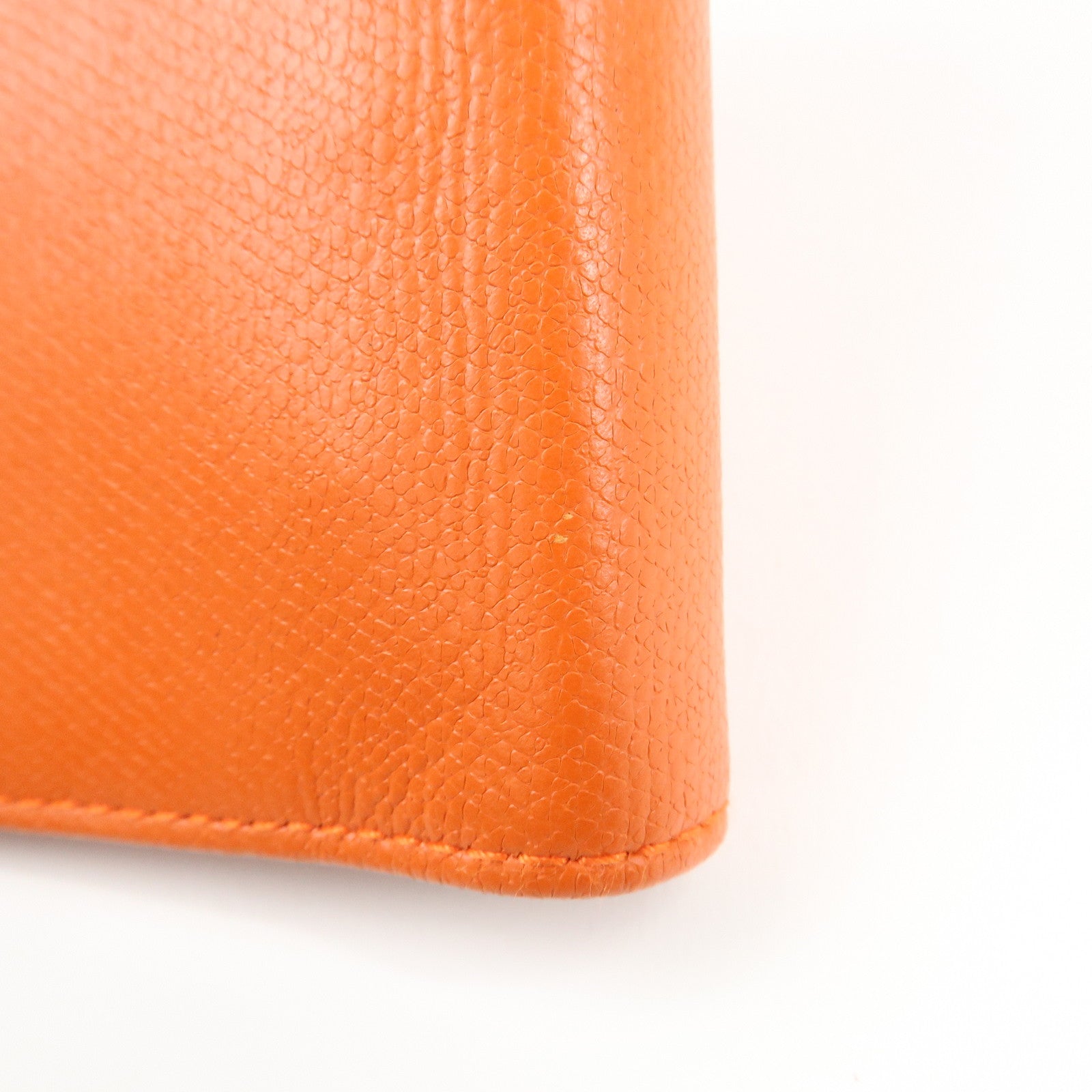 CHANEL Leather Planner Cover Orange Gold Hardware Used