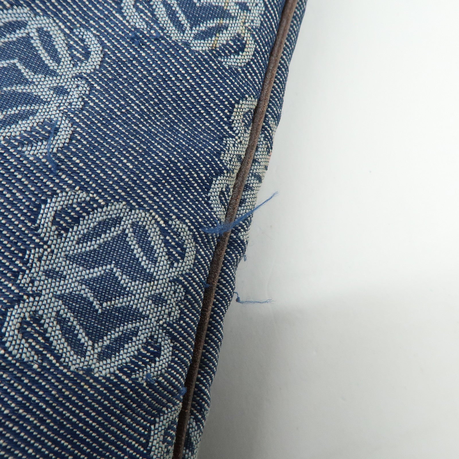 LOEWE Anagram Canvas Leather Tote Bag Blue Brown Used