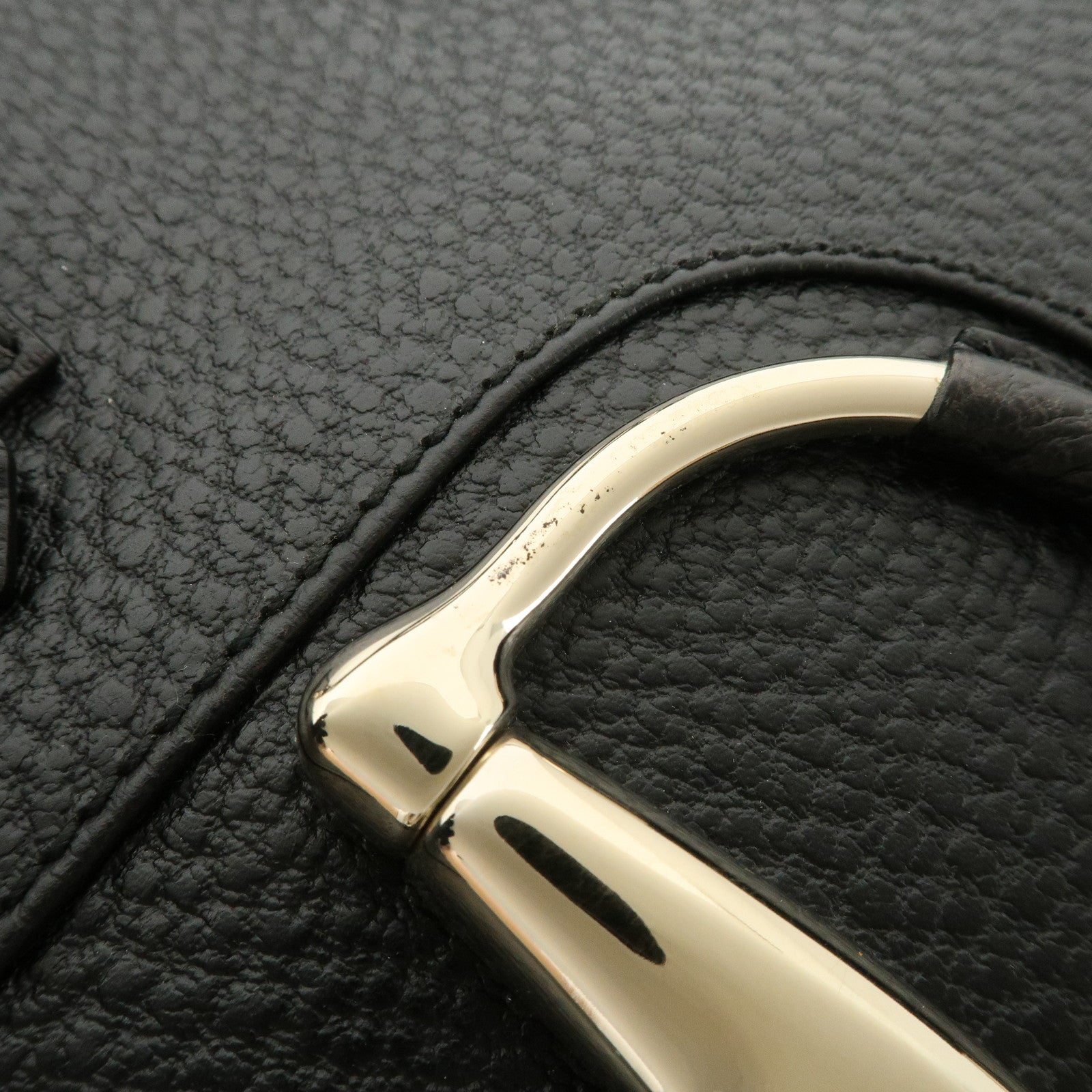 GUCCI Leather Horsebit Tote Bag Hand Bag Black 137385 Used