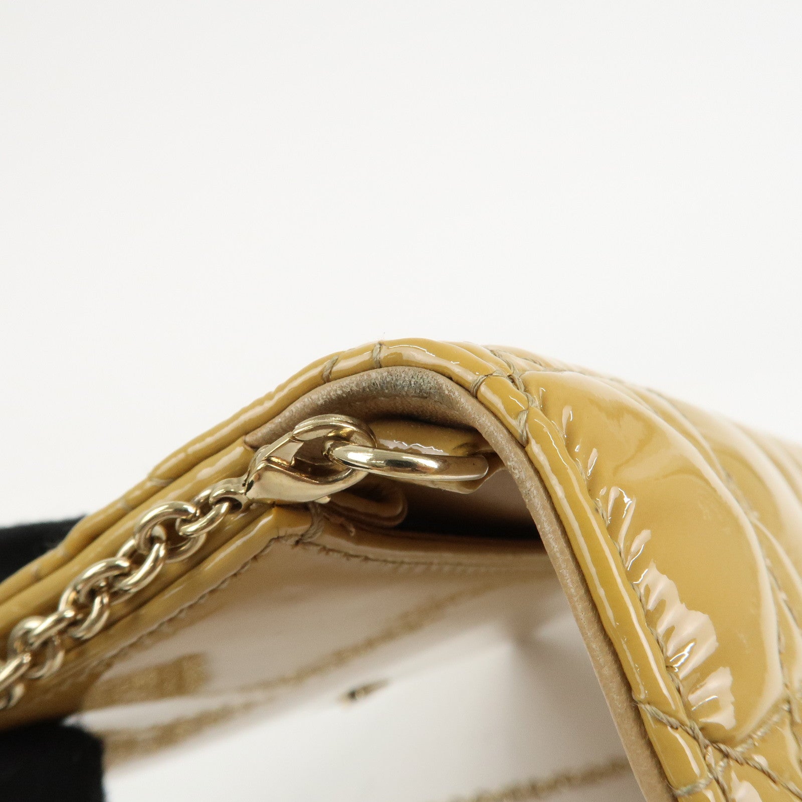Christian Dior New Lock Cannage Patent Leather Chain Shoulder Bag Used