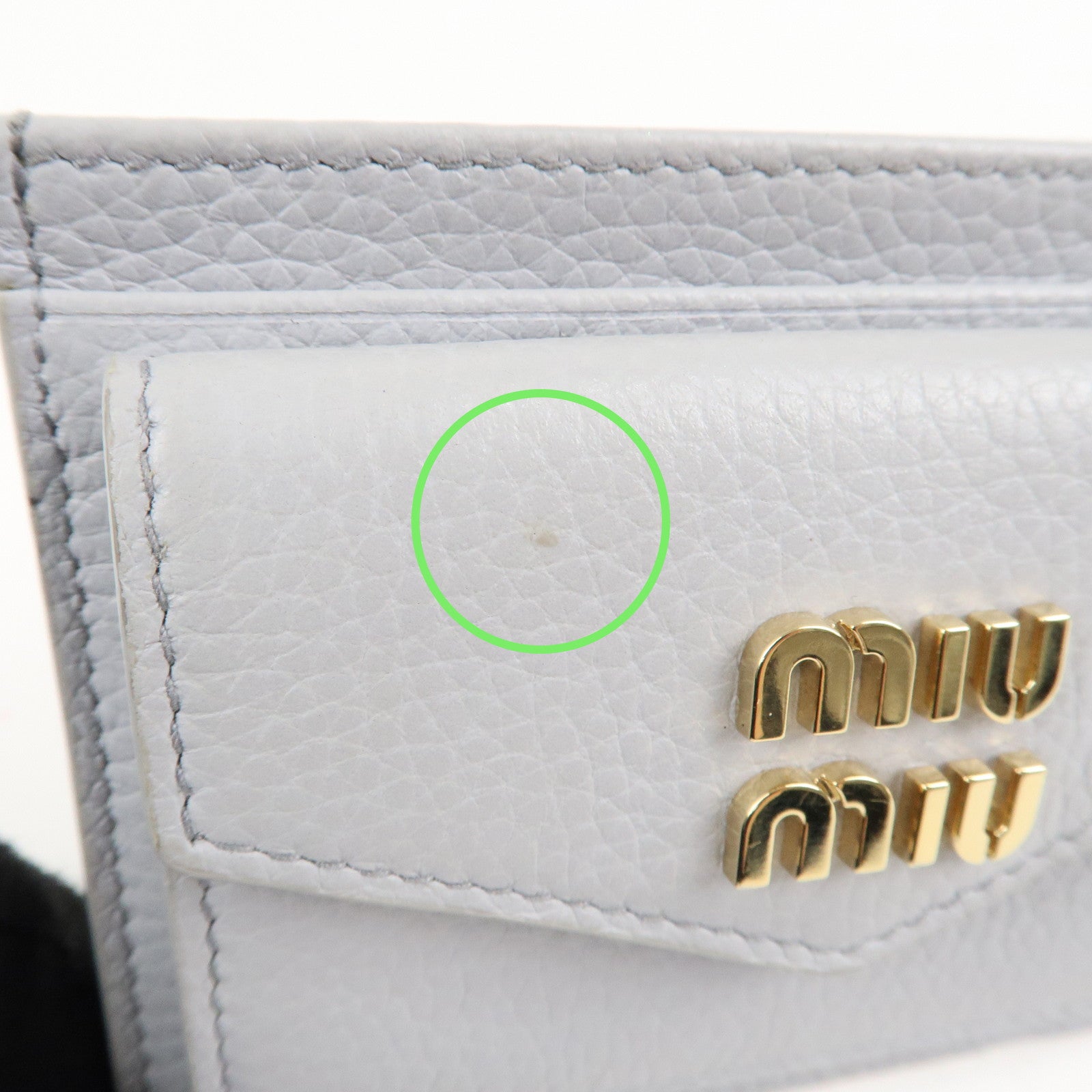 MIU MIU leather Card Case Coin Case Light Gray 5MC081 Used