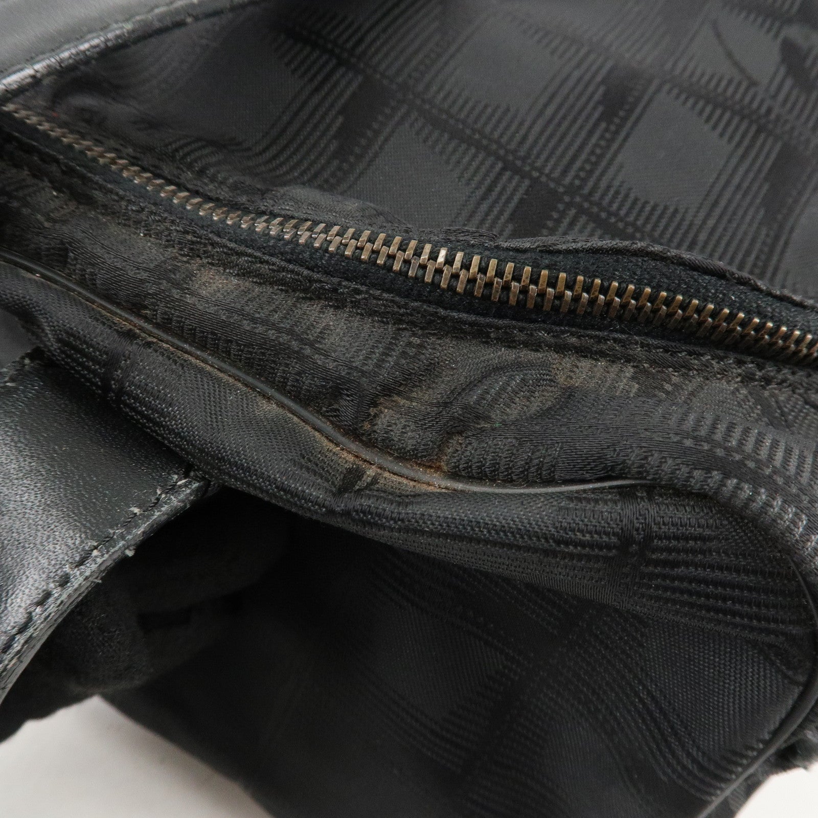 CHANEL New Travel Line Nylon Jacquard Leather Vanity Bag A15829 Used