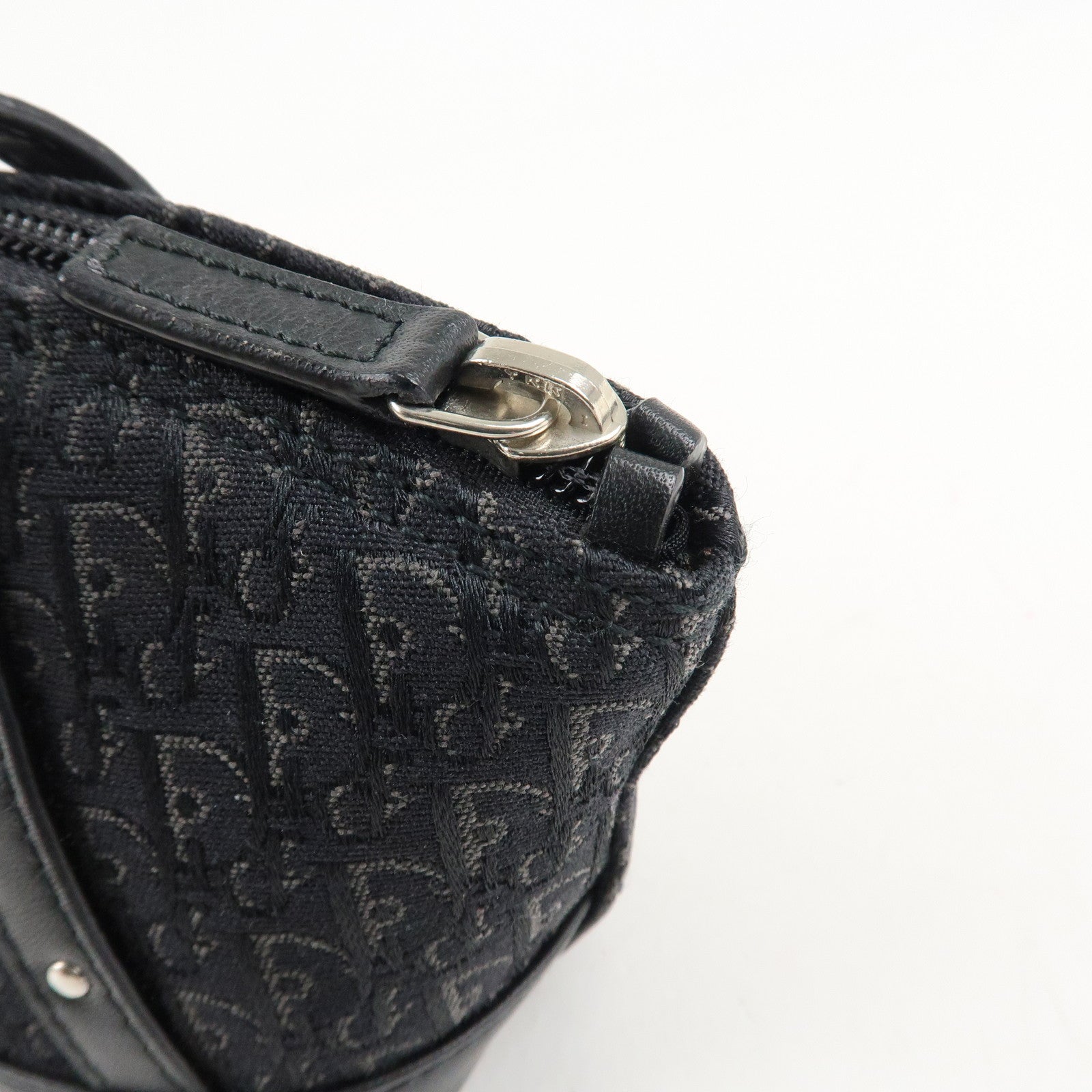 Christian Dior Trotter Canvas Leather Shoulder Bag Hand Bag Black Used
