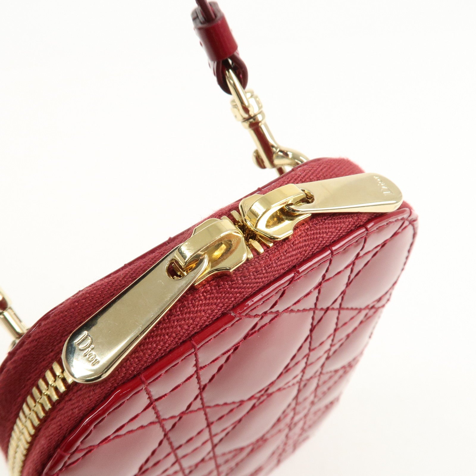 Christian Dior Cannage Patent Leather Phone Holder Used