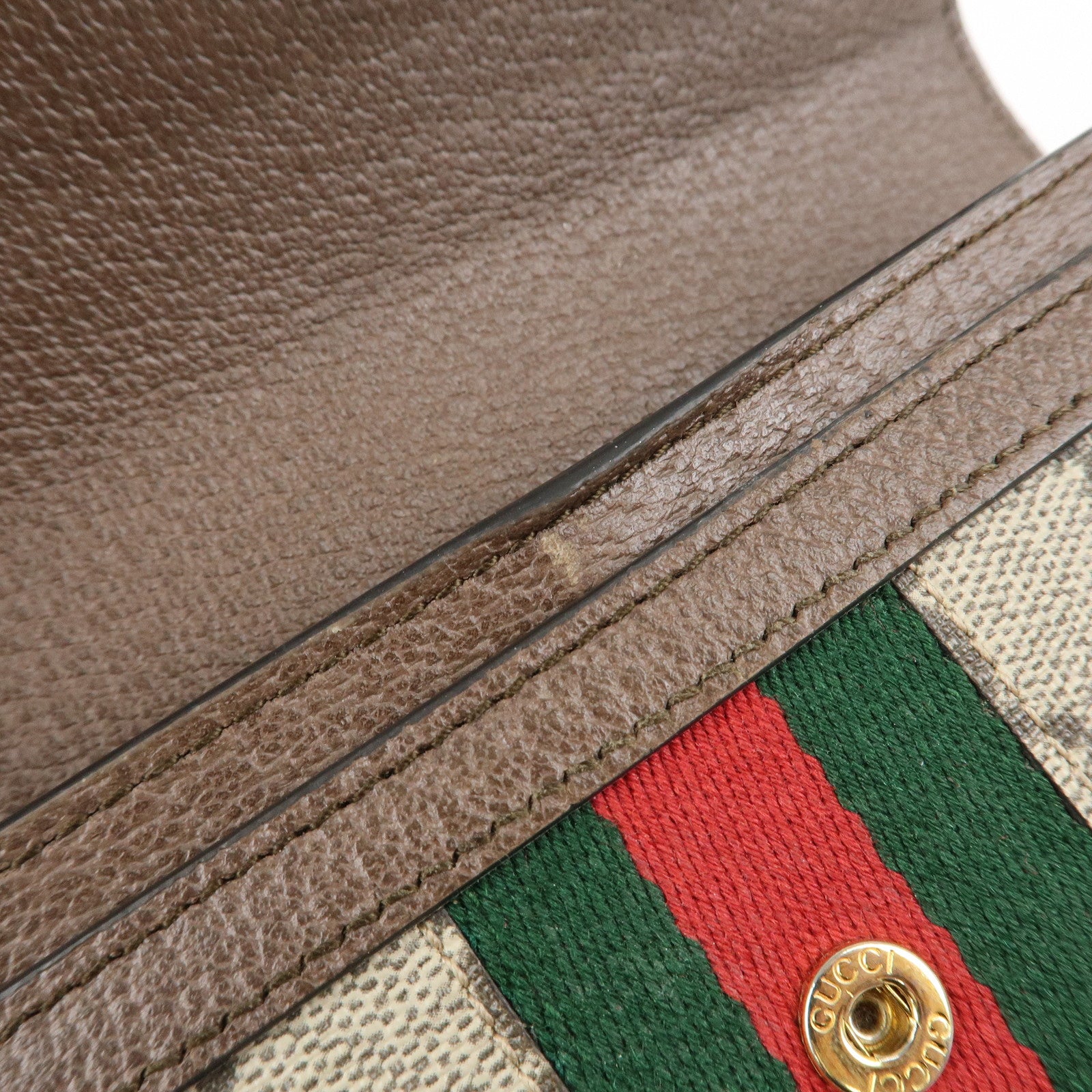 GUCCI Ophidia Sherry GG Supreme Leather Bi-fold Long Wallet 523153 Used