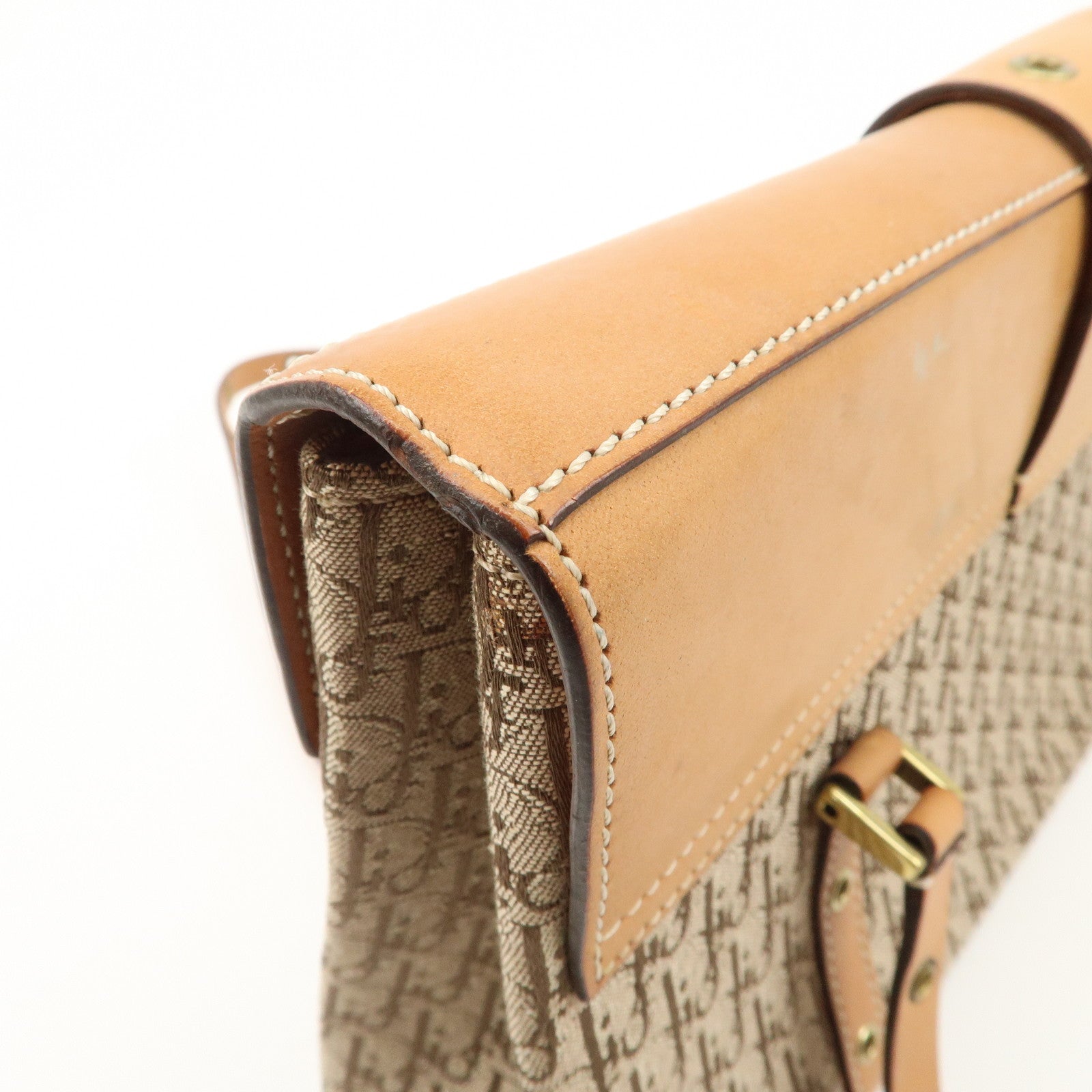 Christian Dior Trotter Street Chic Canvas Leather Shoulder Bag Used