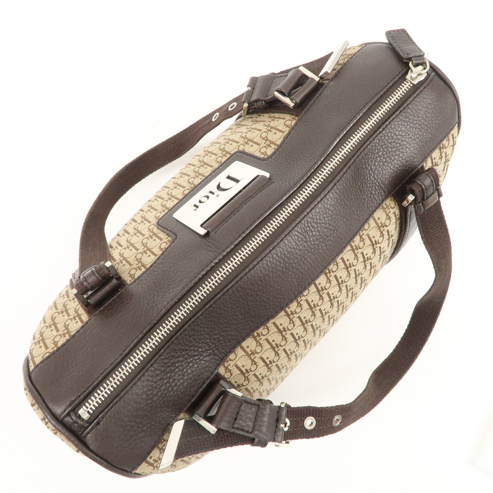 Christian Dior Trotter Canvas Leather Mini Boston Bag Beige Used