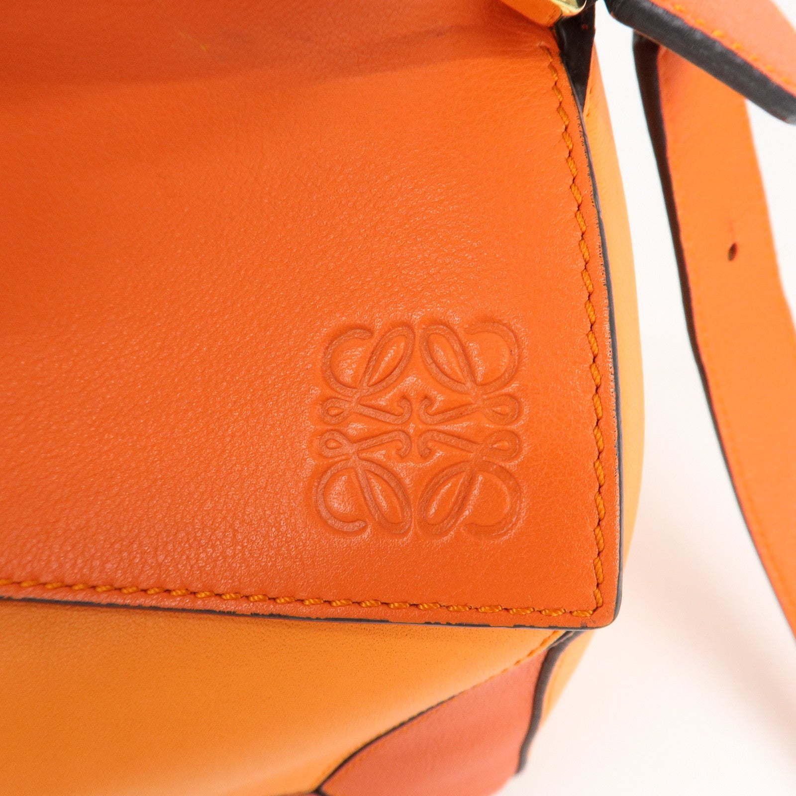 LOEWE Leather Puzzle Bag Medium 2Way Bag Shoulder Bag Orange Used