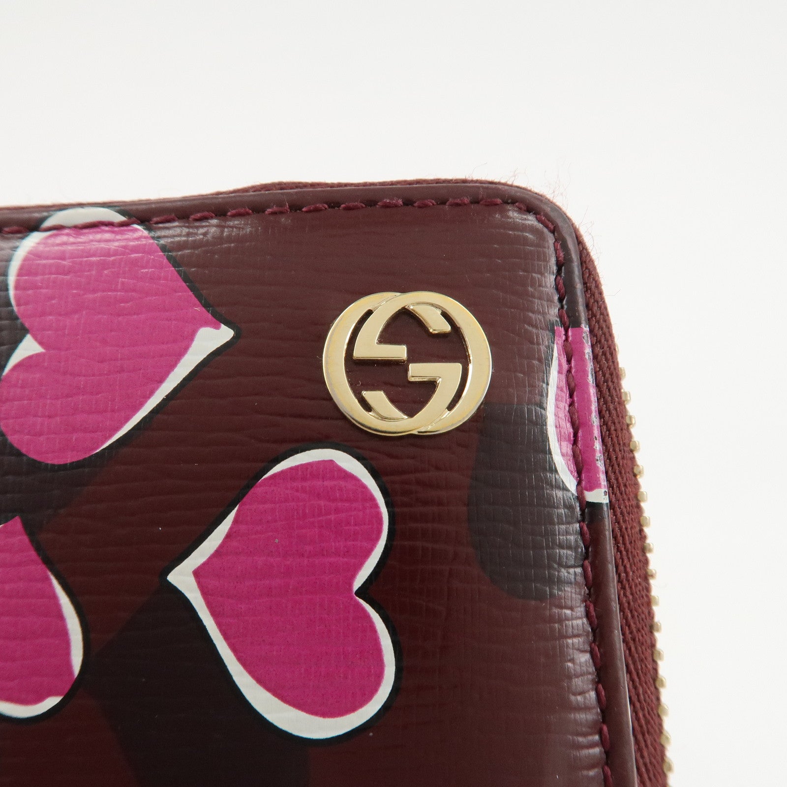 GUCCI Interlocking G Leather Long Wallet Heartbeat Print 309705 Used