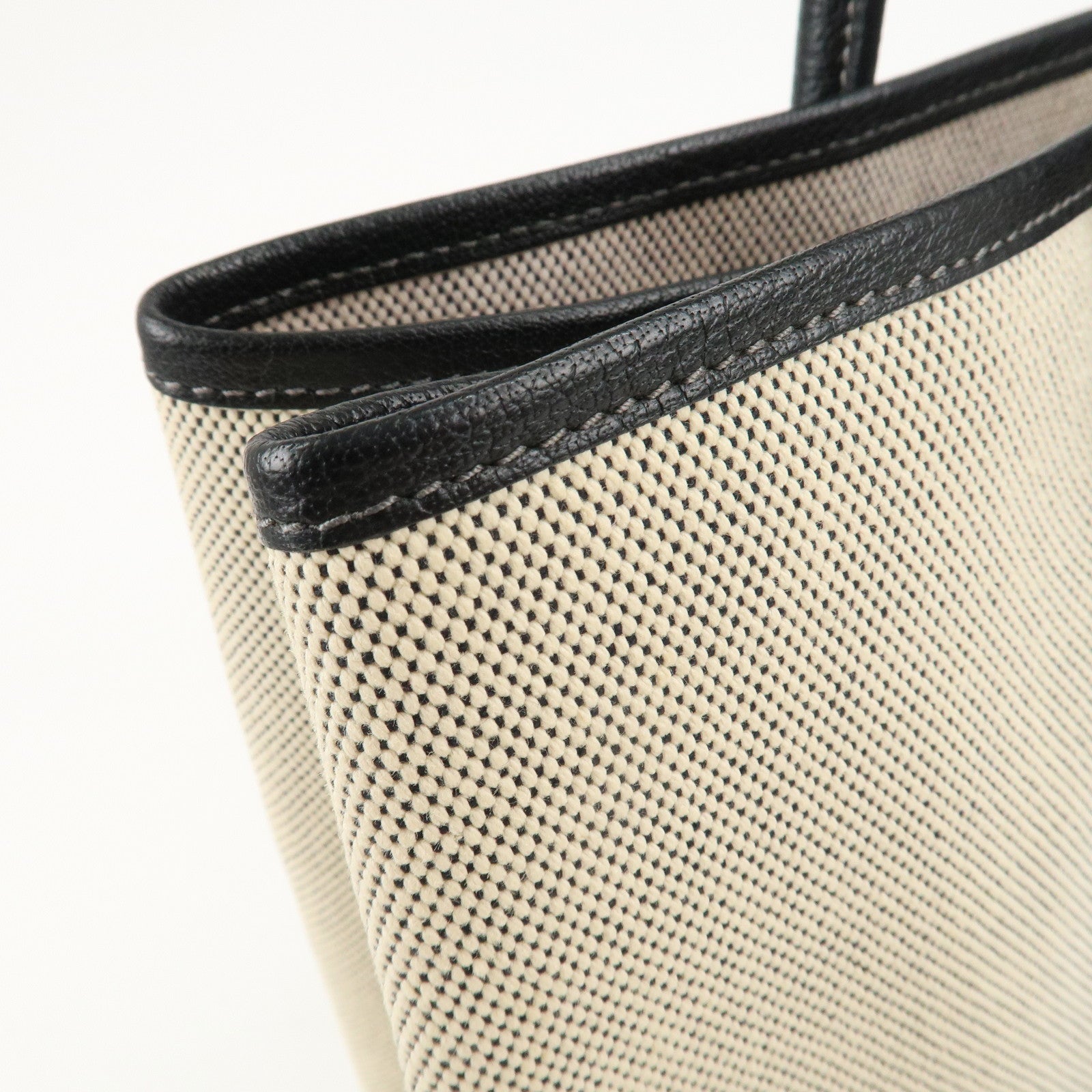 HERMES ToileOfficier Leather Garden Party PM J Stamped Tote Bag Used