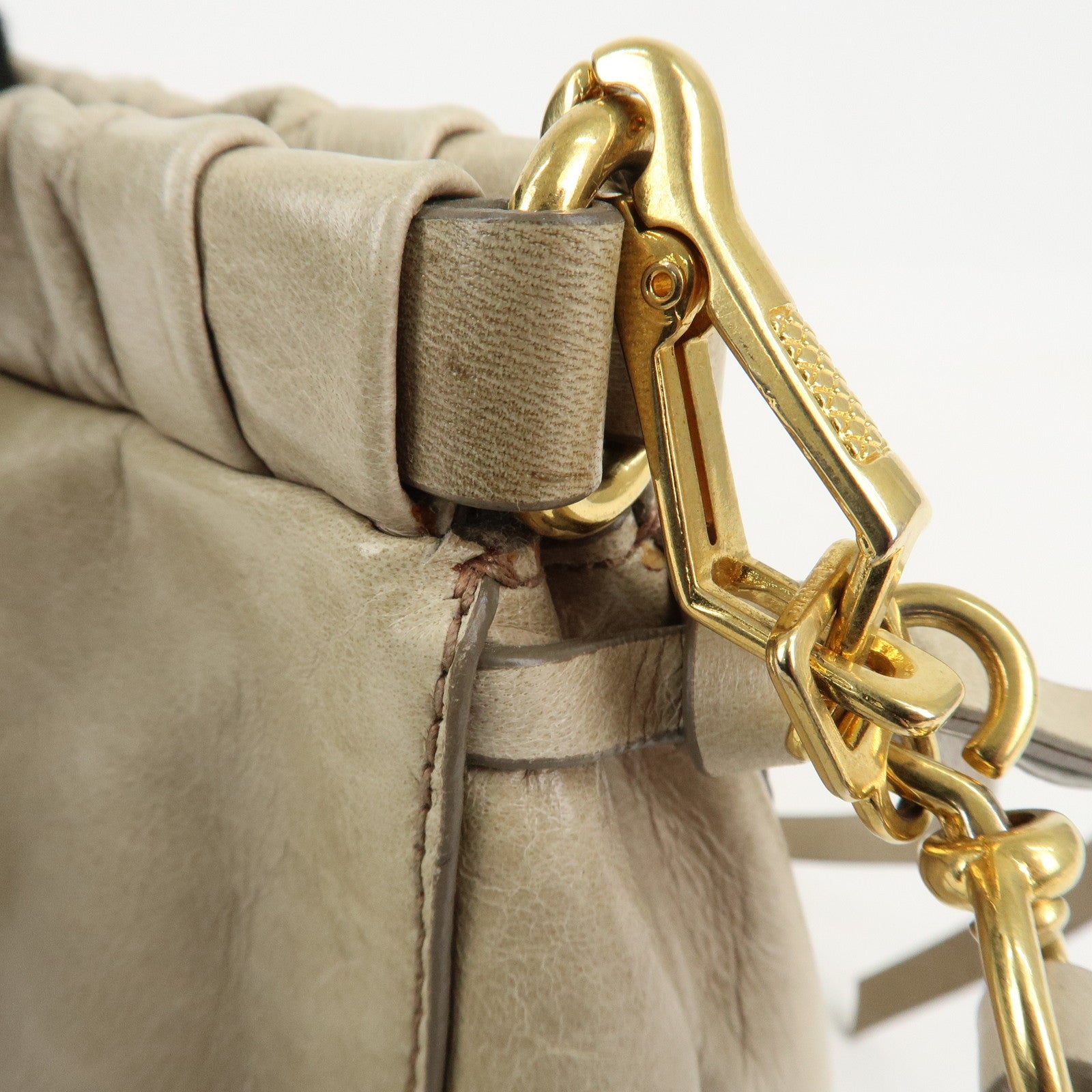MIU MIU Leather Shoulder Bag Crossbody Bag Ivory Used