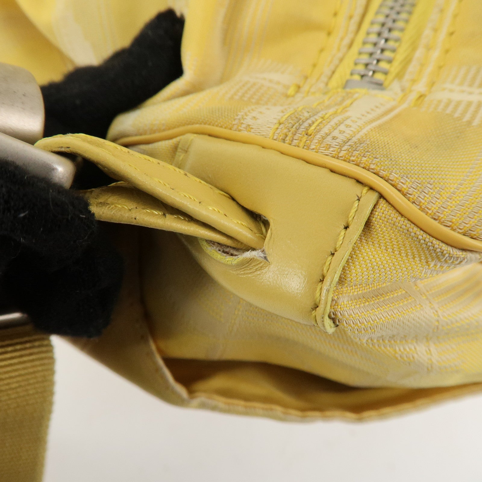 CHANEL New Travel Line Nylon Jacquard Leather Boston Bag A17669 Used