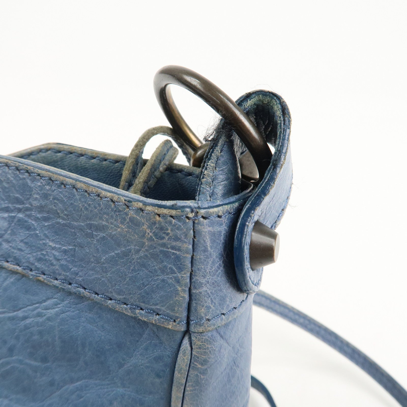 BALENCIAGA The Hip Leather Shoulder Bag Hand Bag Blue 242803 Used