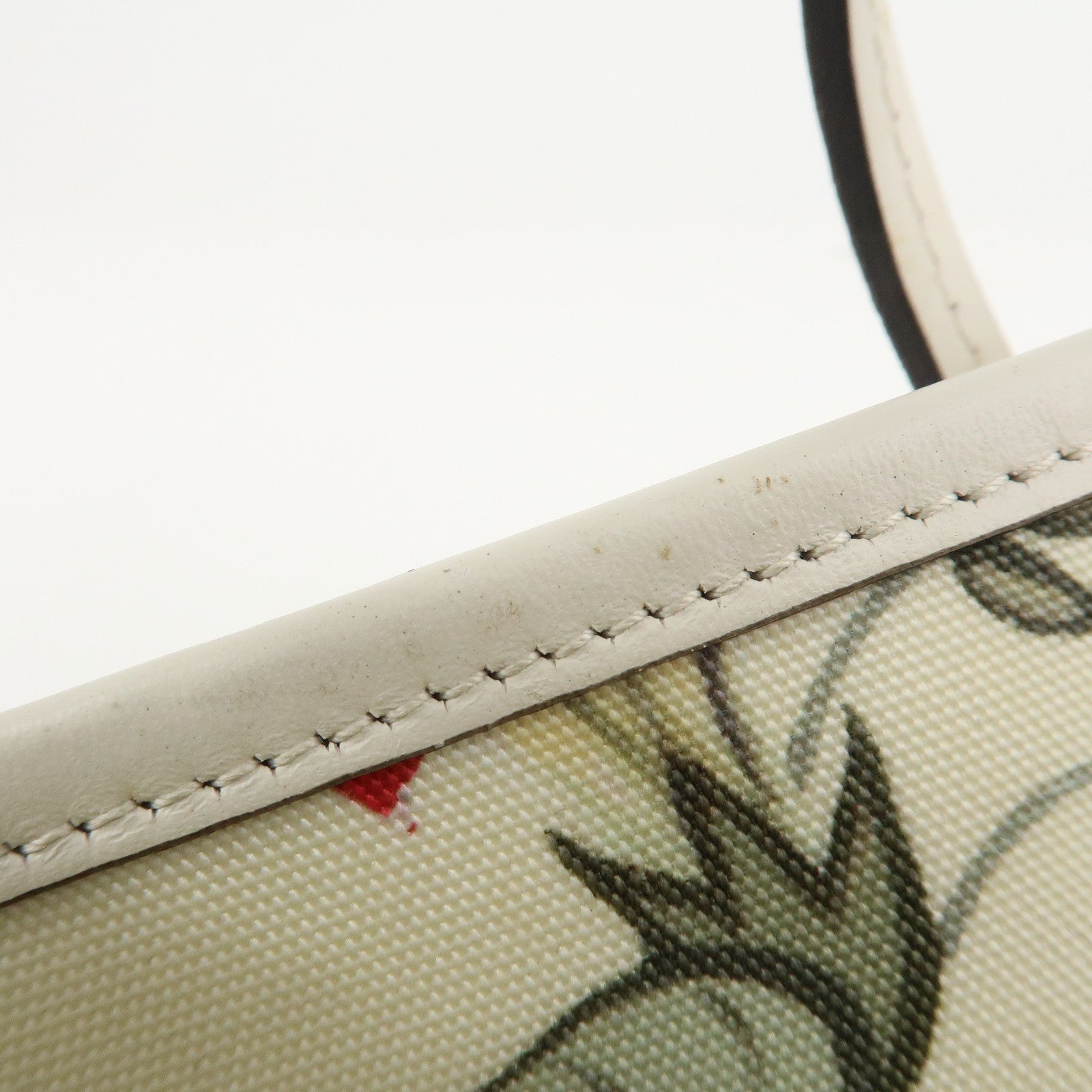 GUCCI Flora Canvas Leather 2WAY Hand Bag Ivory 353440 Used