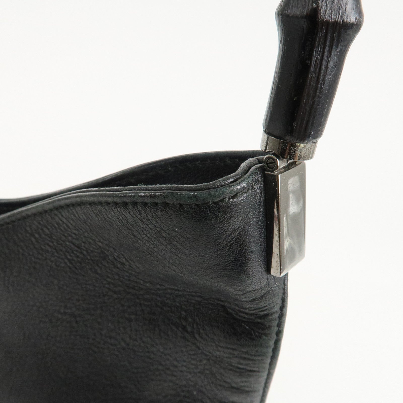 GUCCI Bamboo Leather One-Shoulder Bag Balck 001.3244.001998 Used