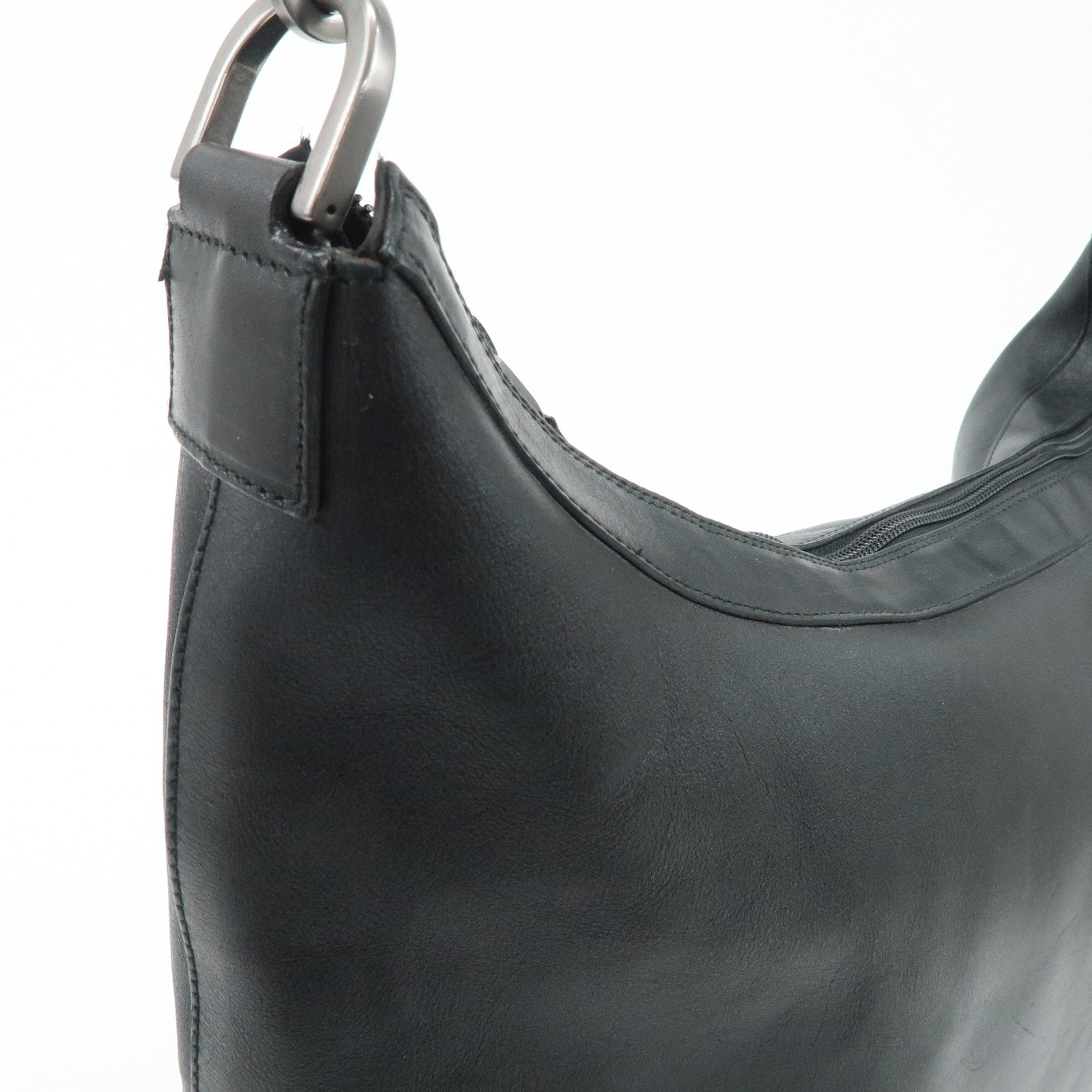 GUCCI Bamboo Leather 2Way Shoulder Bag Black 000.0833 Used