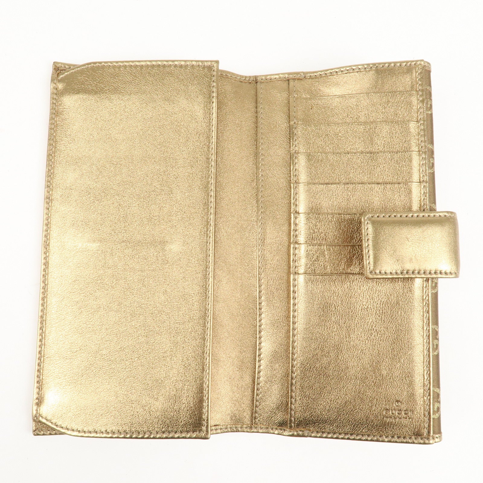 GUCCI Princy GG Satin Leather W Hook Bifold LongWallet 167464 Used