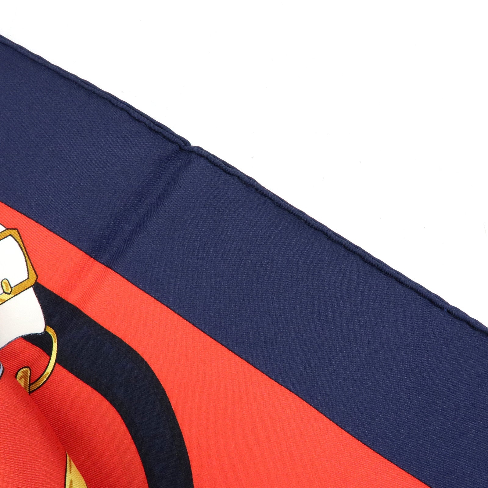 HERMES Carre 90 Silk 100% Scarf Eperon d'or Navy Red Gold