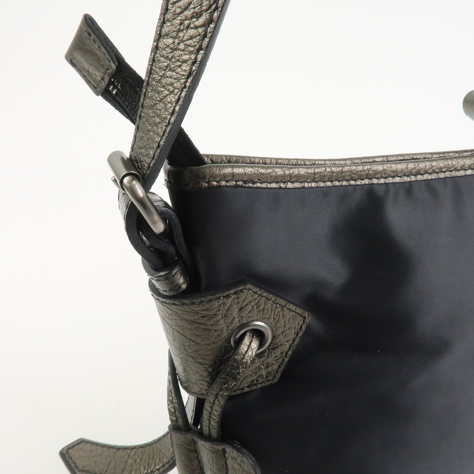 BURBERRY Nylon Leather Shoulder Bag Crossbody Bag Black Bronze