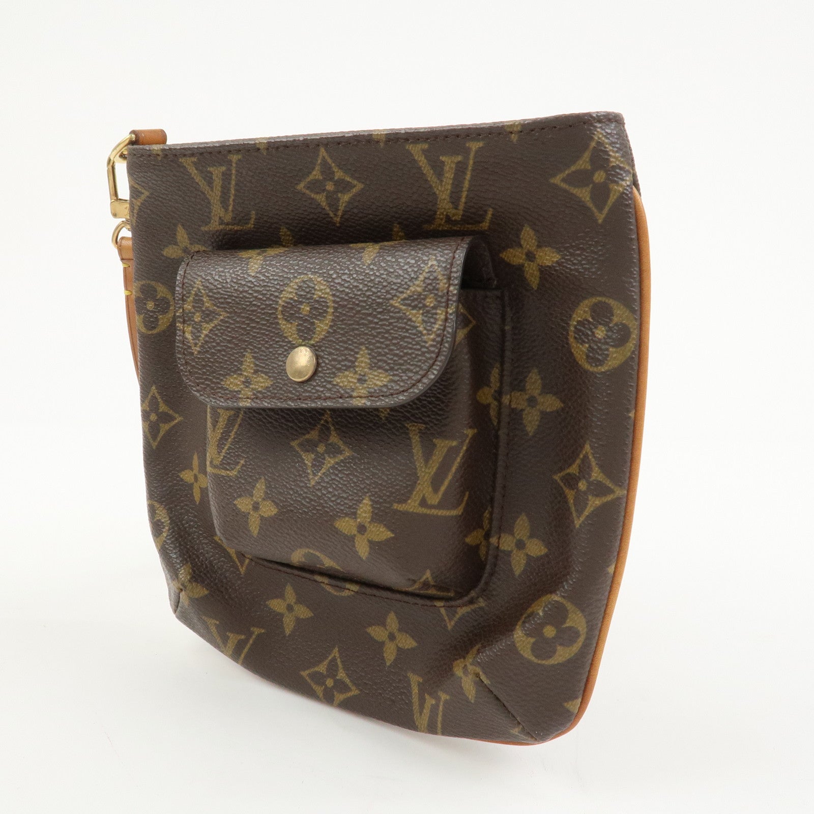 Louis Vuitton Monogram Partition Pouch Wristlet Bag Brown M51901