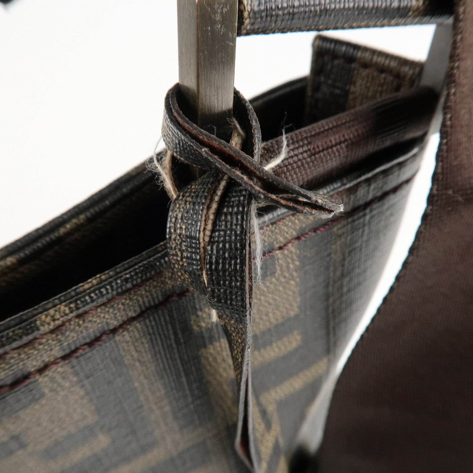 FENDI Zucca Print PVC Shoulder Bag Khaki Black 7VA207 Used