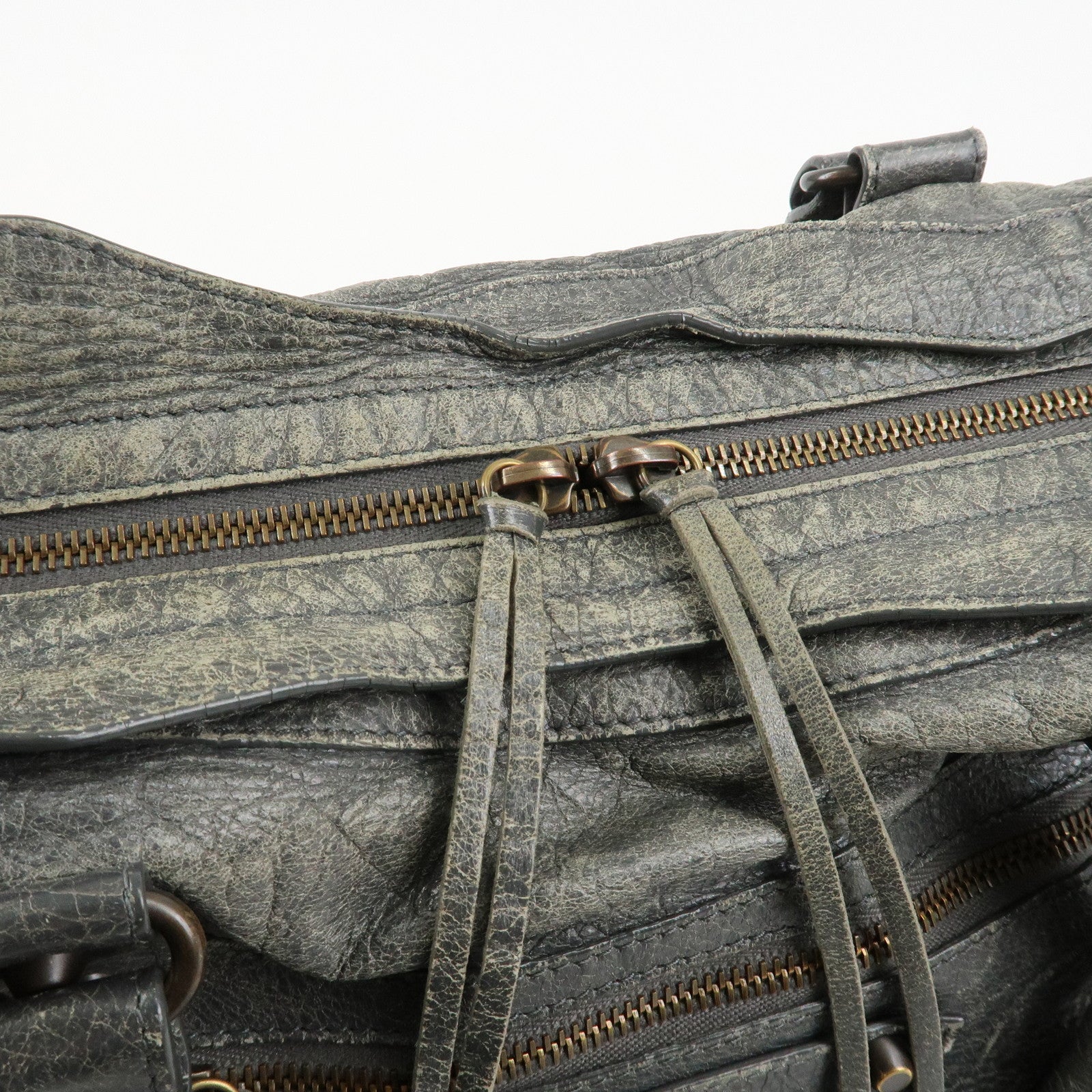 BALENCIAGA The City Leather 2Way Shoulder Bag Gray 115748 Used