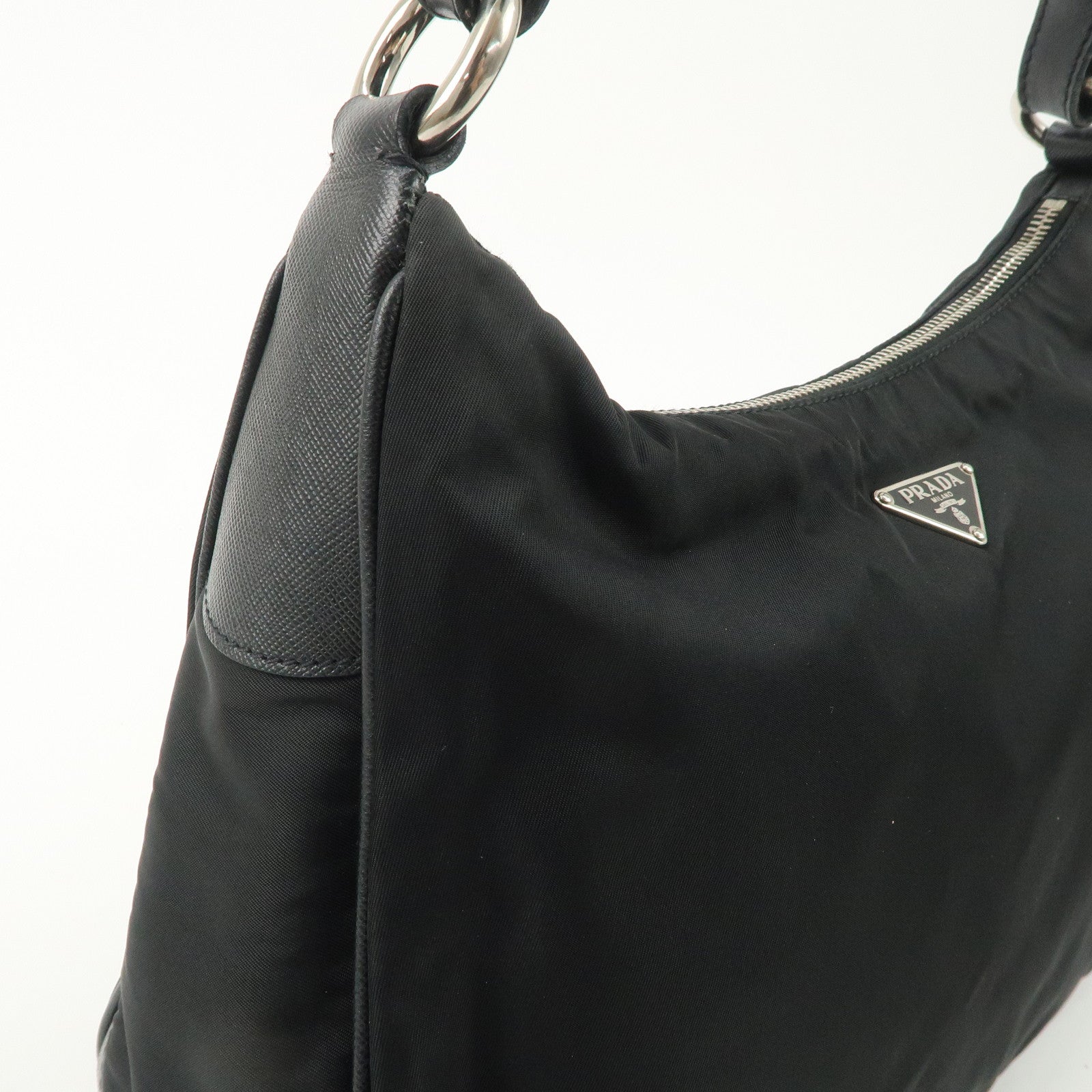 PRADA Nylon Leather Shoulder Bag Black BR2585 Used