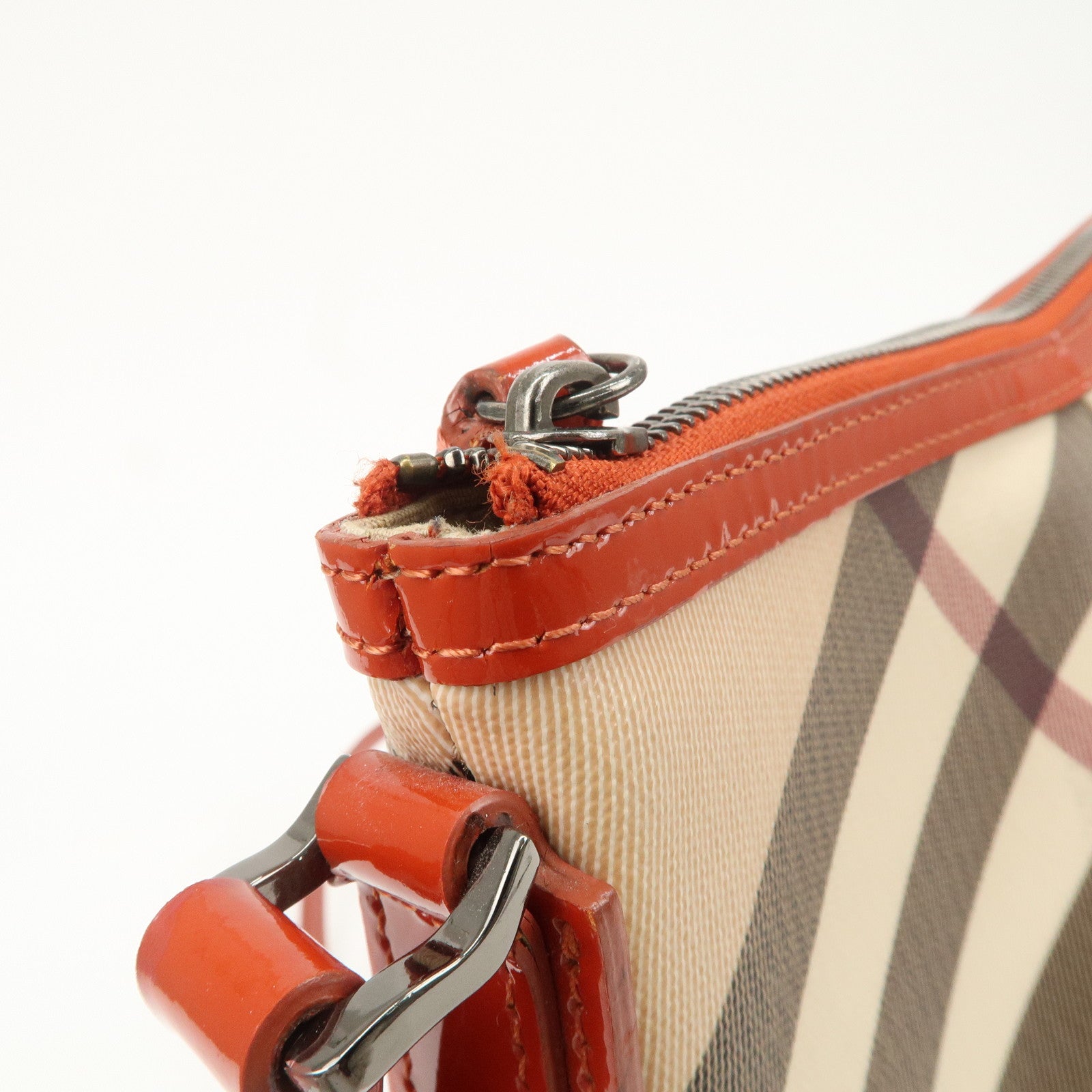 BURBERRY PVC Leather Shoulder Bag Crossbody Bag Beige Orange Used