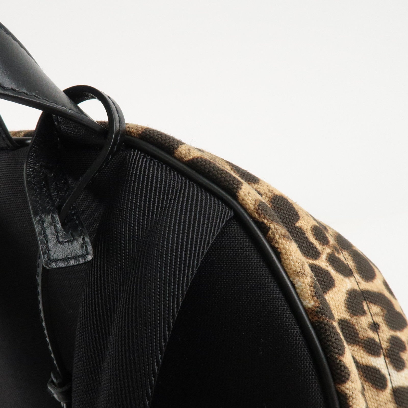 Saint Laurent Canvas Leather Back Pack Brown Beige Black Used