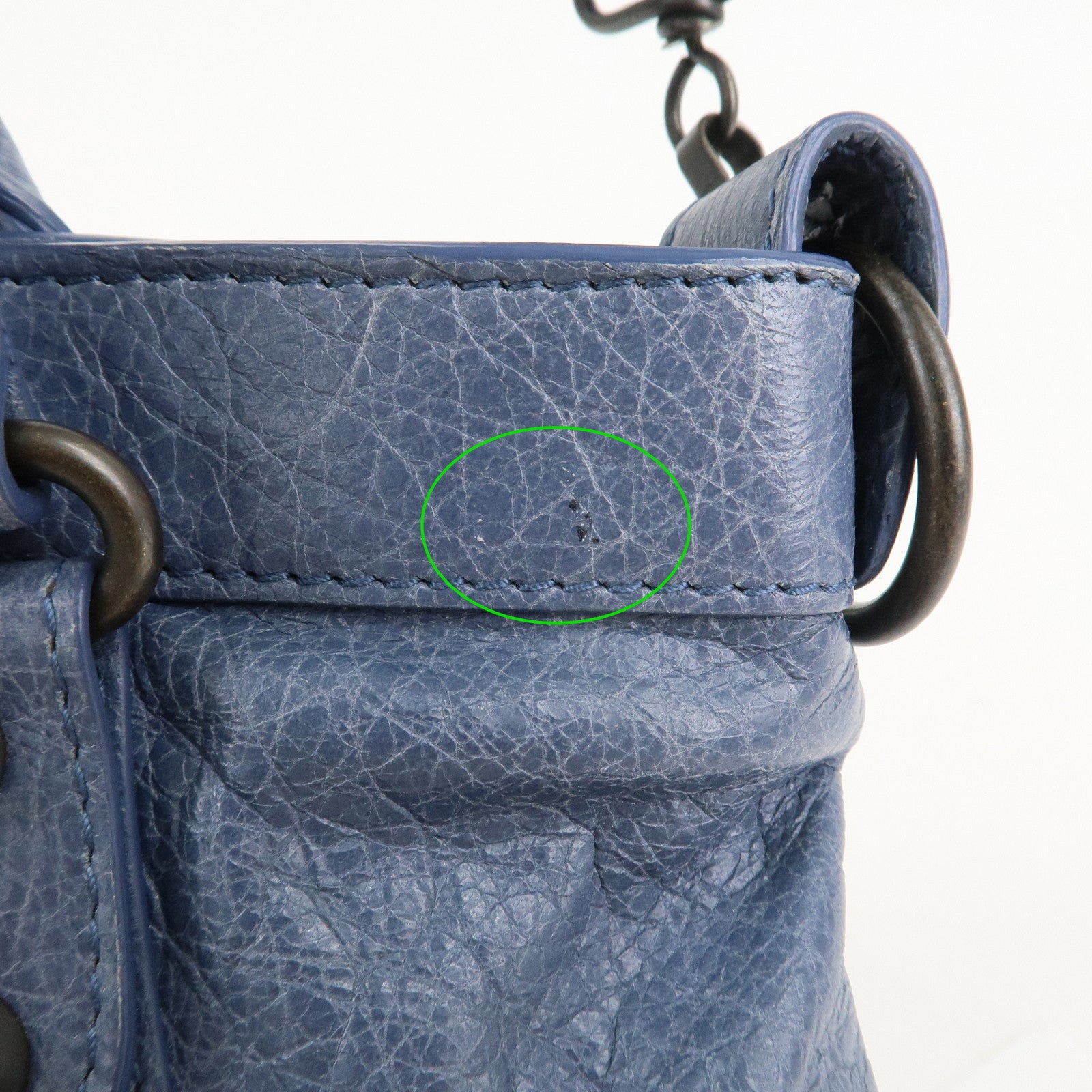 BALENCIAGA The First Leather 2Way Bag Hand Bag Blue Used
