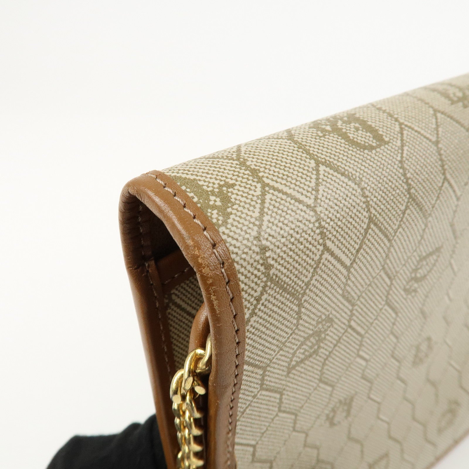 Christian Dior Honeycomb PVC Leather Chain Shoulder Bag Ivory Used