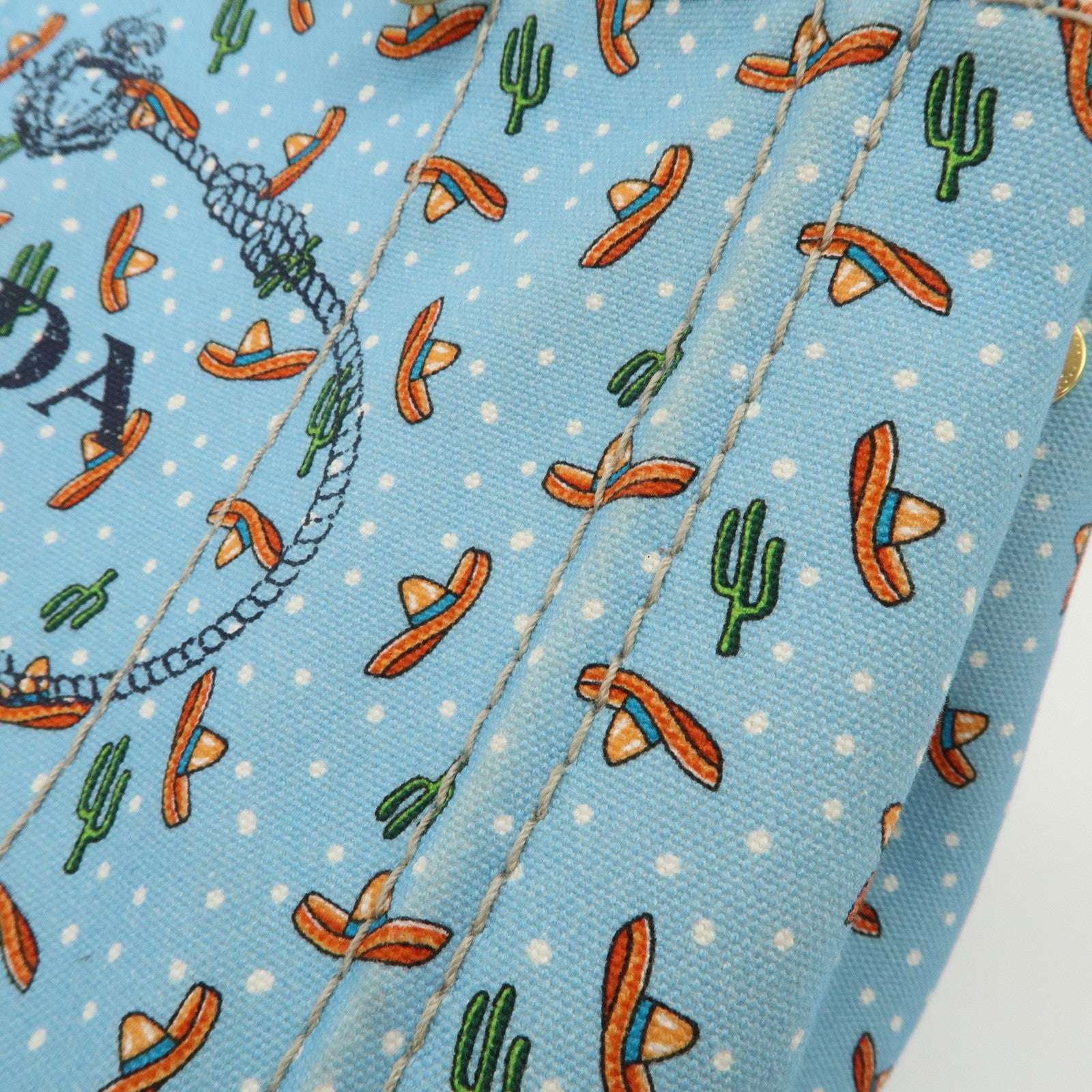 PRADA Canapa Mini Canvas 2Way Bag Light Blue 1BG439 Used